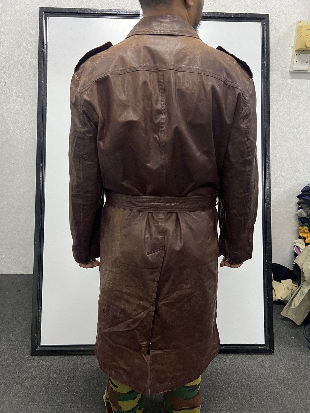 Other 🔥 LEATHER URBAN INTERMEZZO TRENCH COAT Size US S / EU 44-46 / 1 - 4 Thumbnail