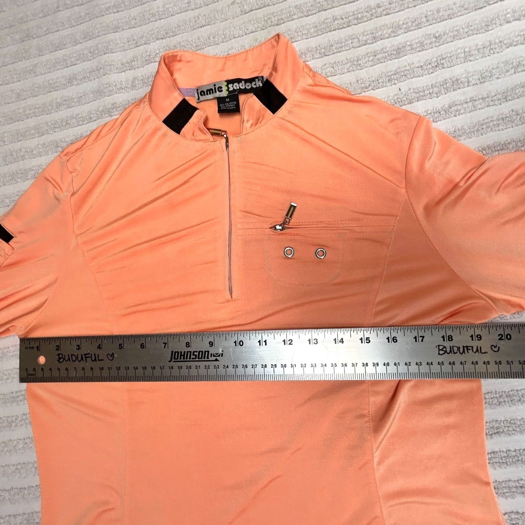 Vintage Jamie Sadock Women's 1/4 Zip Golf Shirt Pullover Long Sleeve Peach Size Medium Size M / US 6-8 / IT 42-44 - 7 Thumbnail
