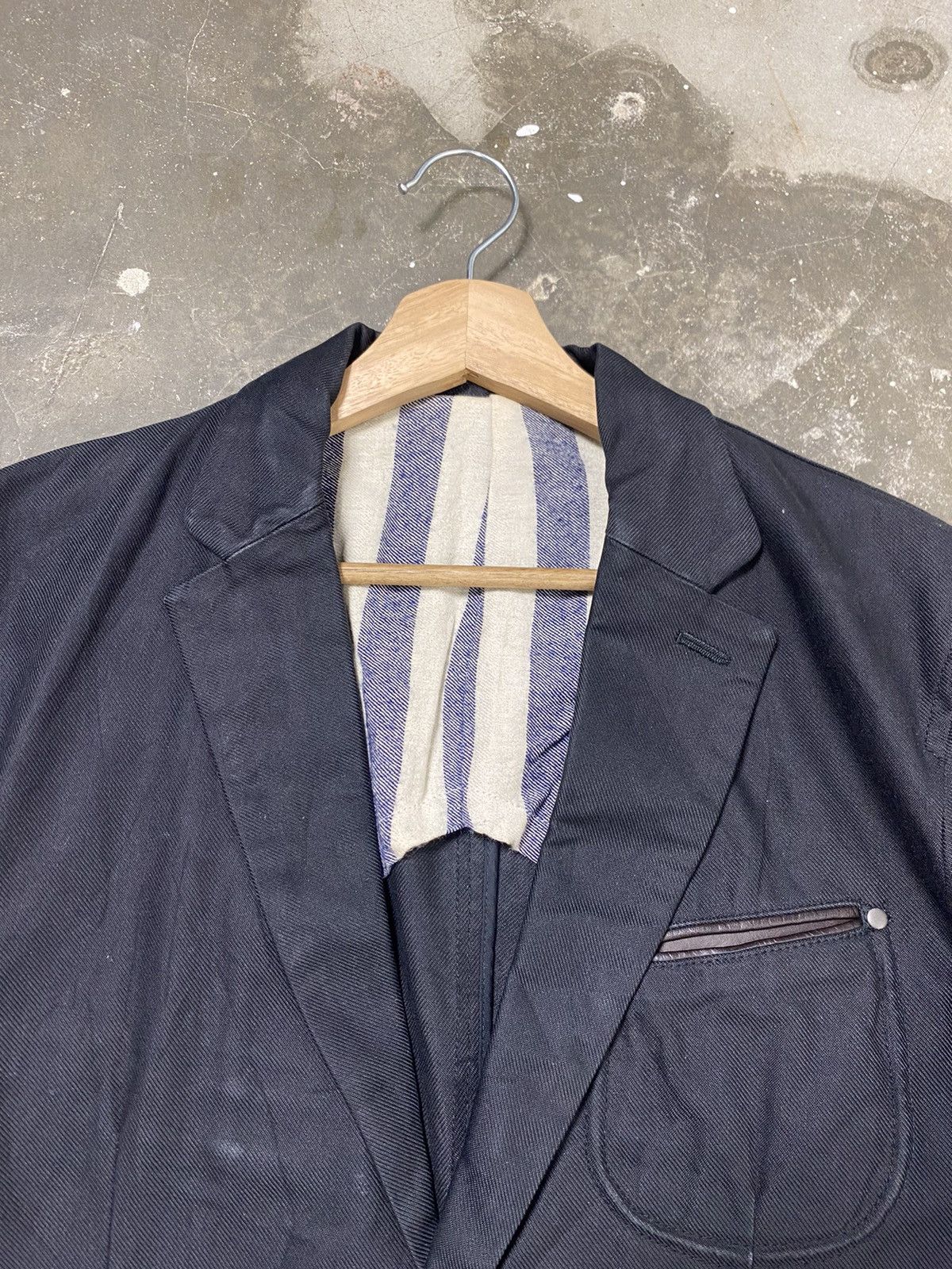 Japanese Brand A02 Gloster Vintage Denim + Leather Blazer Size US L / EU 52-54 / 3 - 11 Thumbnail
