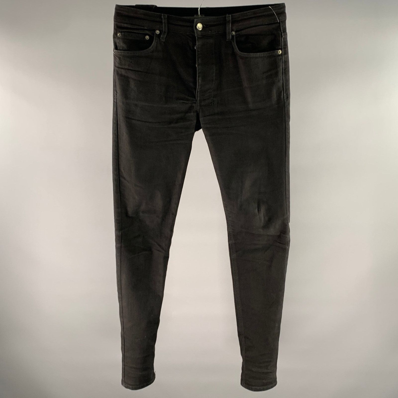 Ksubi KSUBI Size 32 Black Washed Embroidered Cotton Slim Fit Jeans Size US 32 / EU 48 - 1 Thumbnail