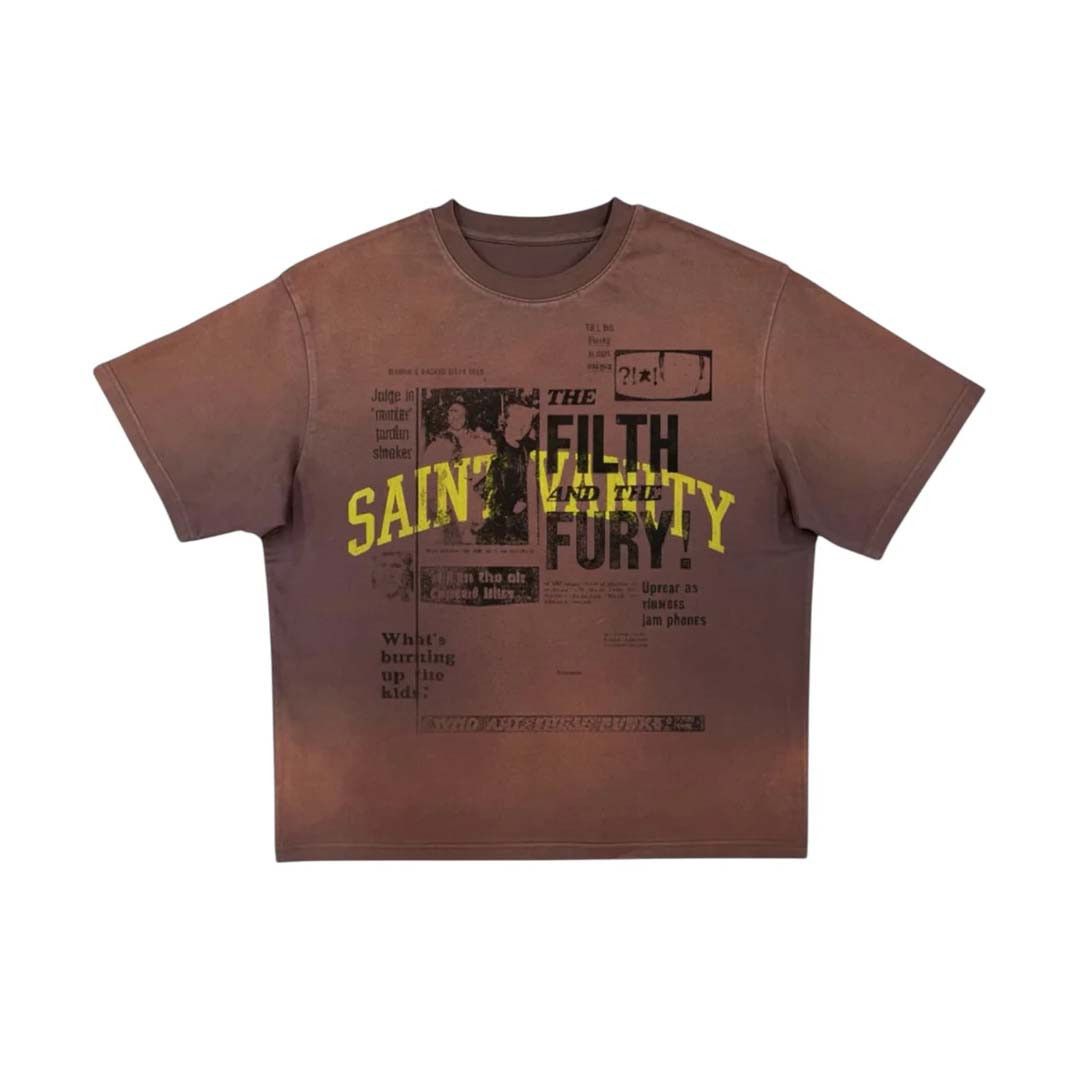Saint Vanity Newspaper Tee Brown Size US XXL / EU 58 / 5 - 1 Thumbnail