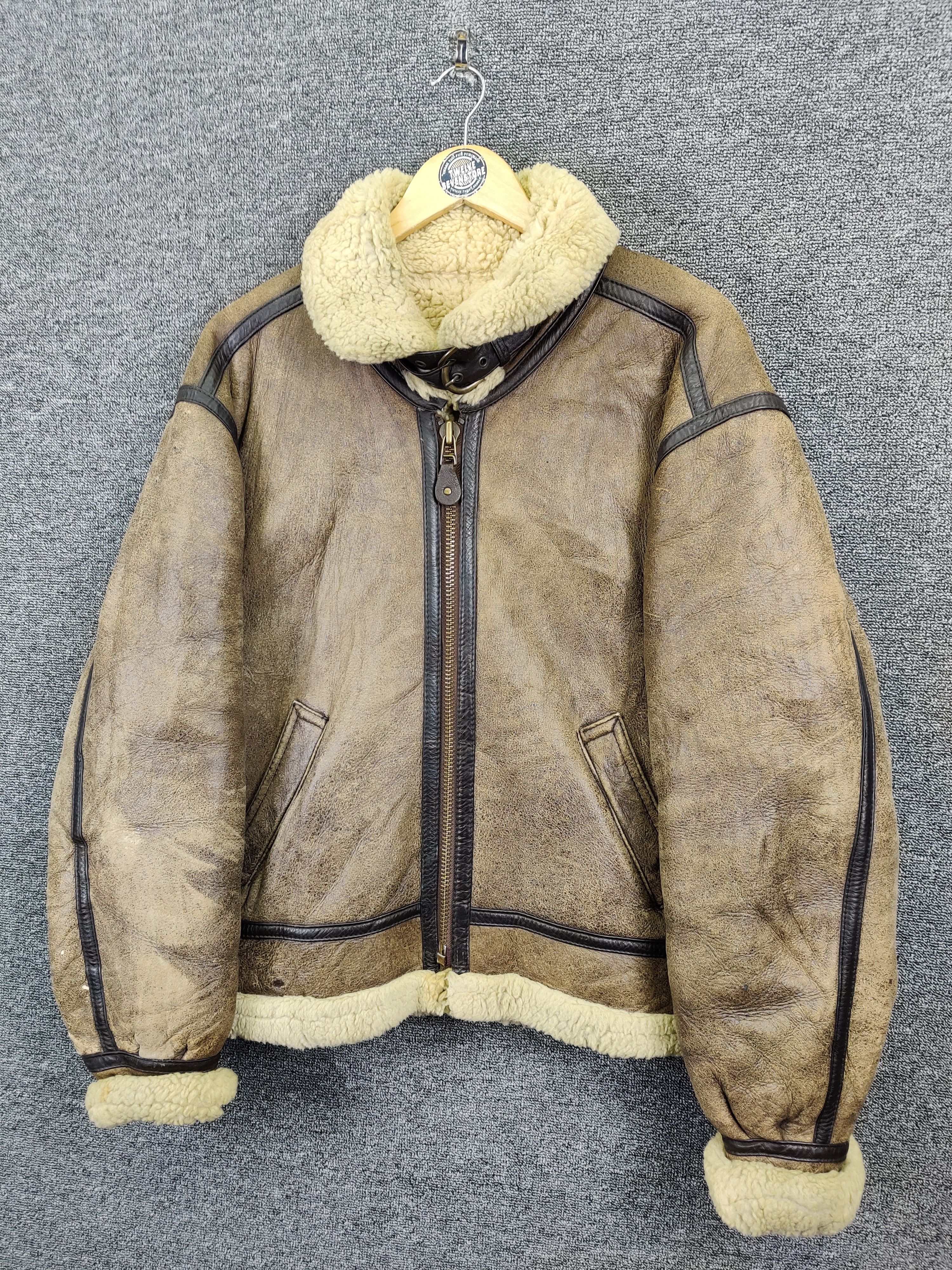Vintage Vintage 90s US Air Force B-3 Sheepskin Flight Leather Jacket Size US L / EU 52-54 / 3 - 2 Thumbnail