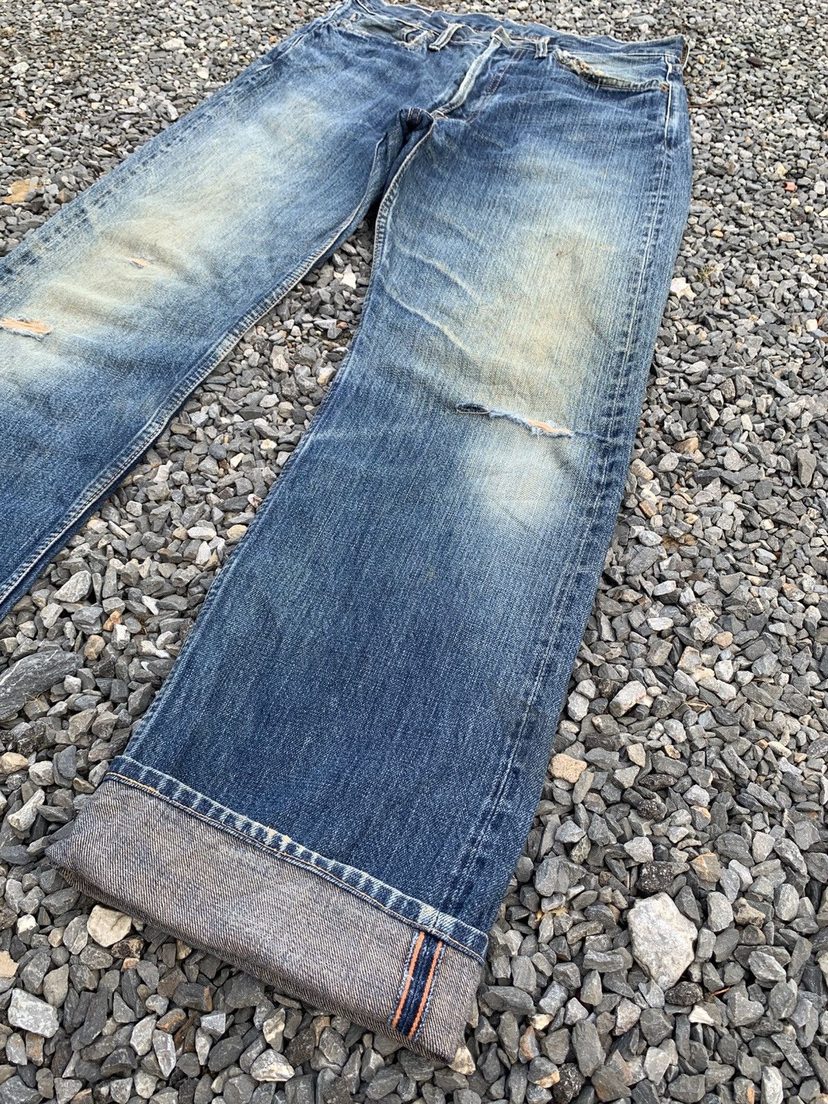 OMNIGOD OMNIGOD 50023 SELVEDGE BUTTON FLY JAPANESE DISTRESSED DENIM Size US 31 - 3 Thumbnail