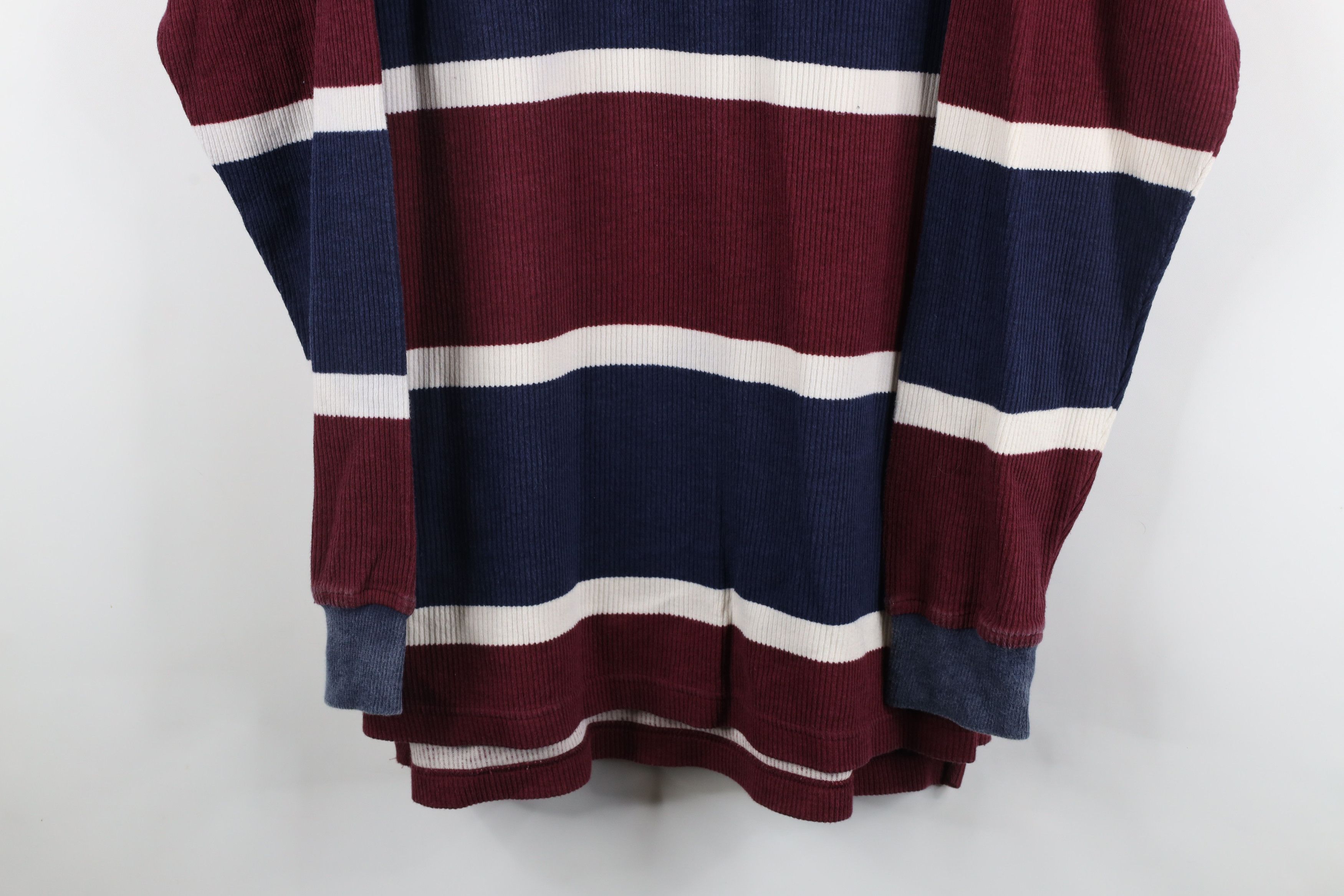 Vintage Vintage 90s Streetwear Striped Ribbed Knit Long Sleeve Polo Size US L / EU 52-54 / 3 - 3 Thumbnail