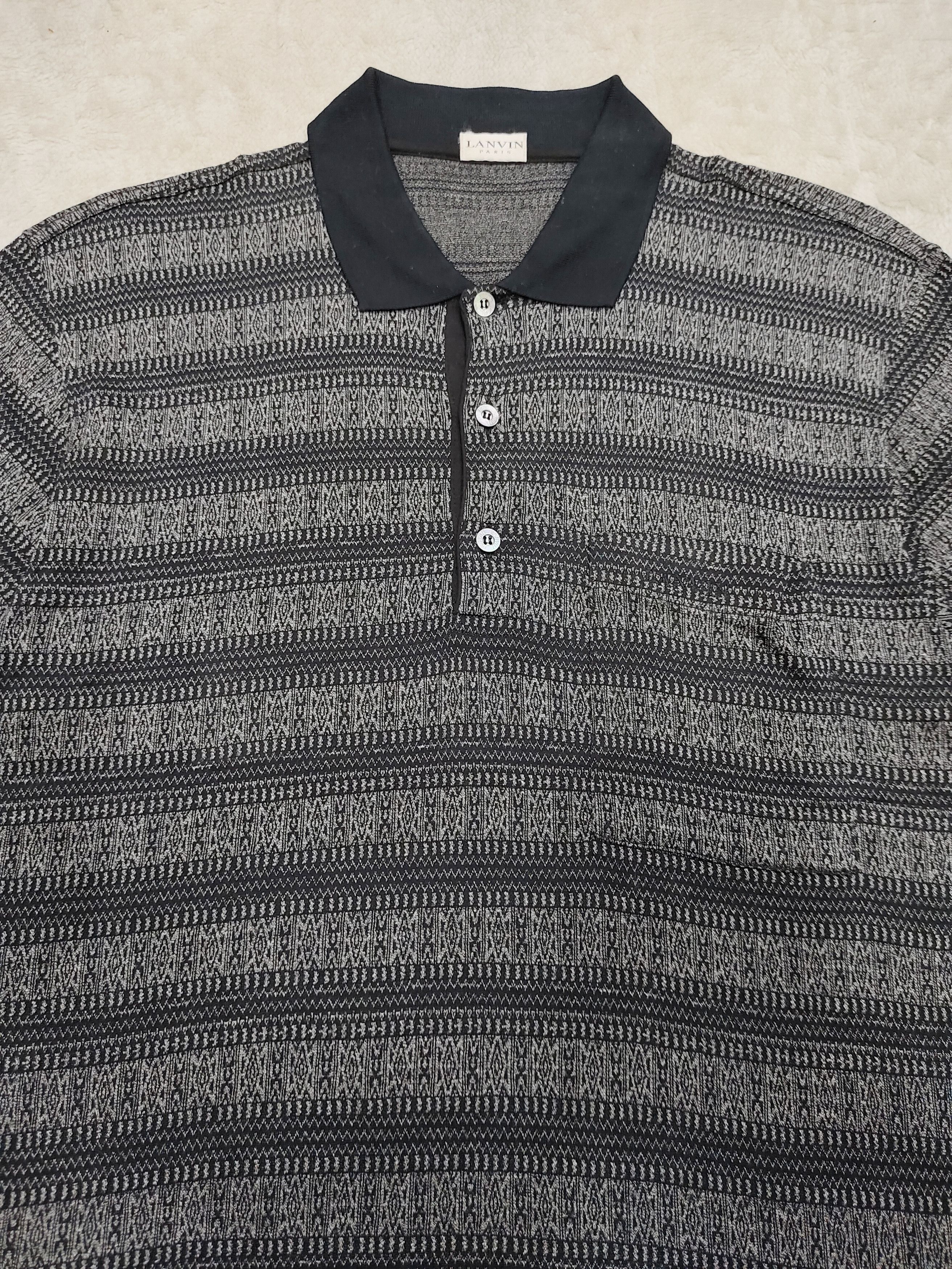 Lanvin 90s Lanvin Paris- Monochrome Jacquard Classic Polo Shirt Size US M / EU 48-50 / 2 - 2 Thumbnail