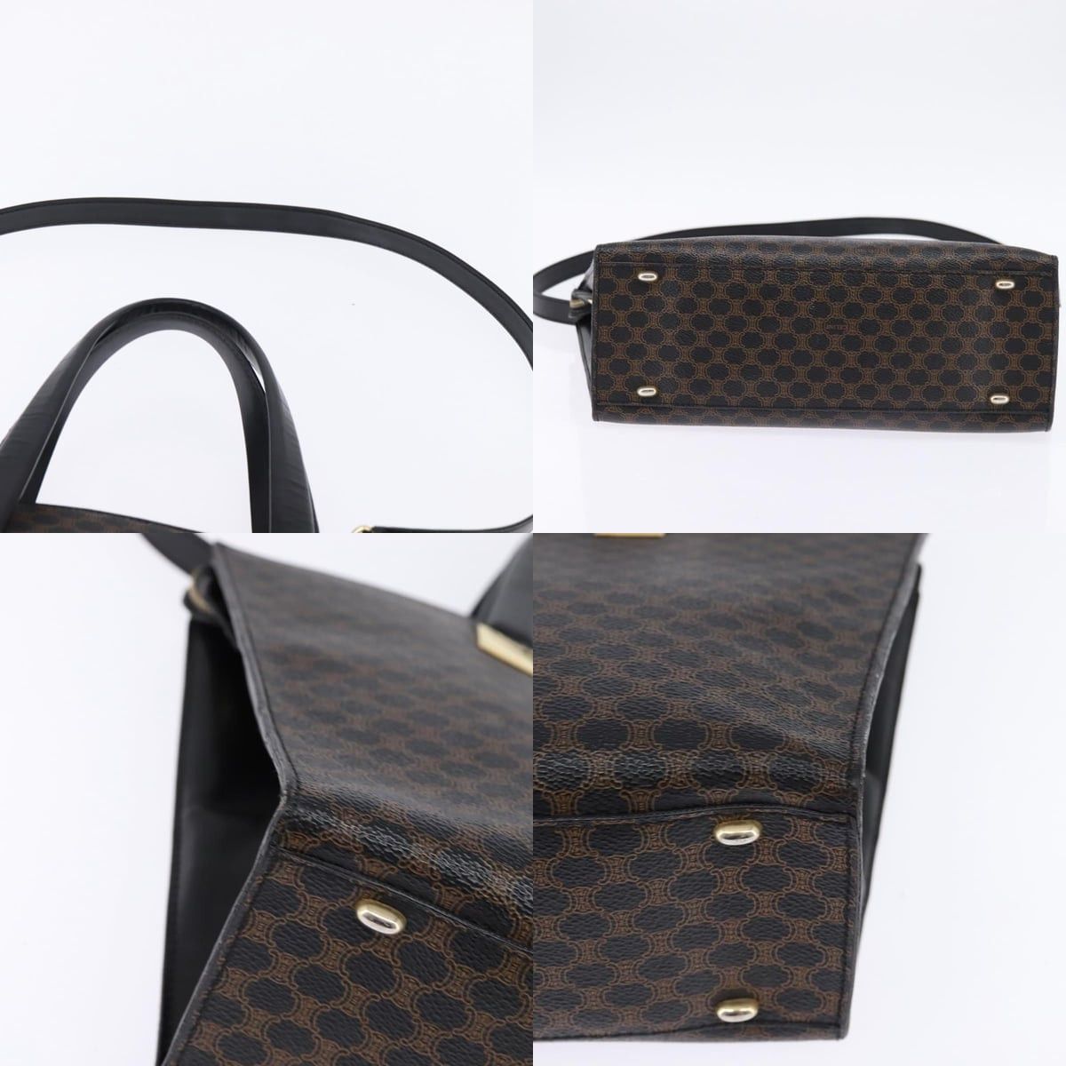 Celine CELINE Macadam Canvas Tote Bag Pvc Leather Black Gold Size ONE SIZE - 10 Thumbnail