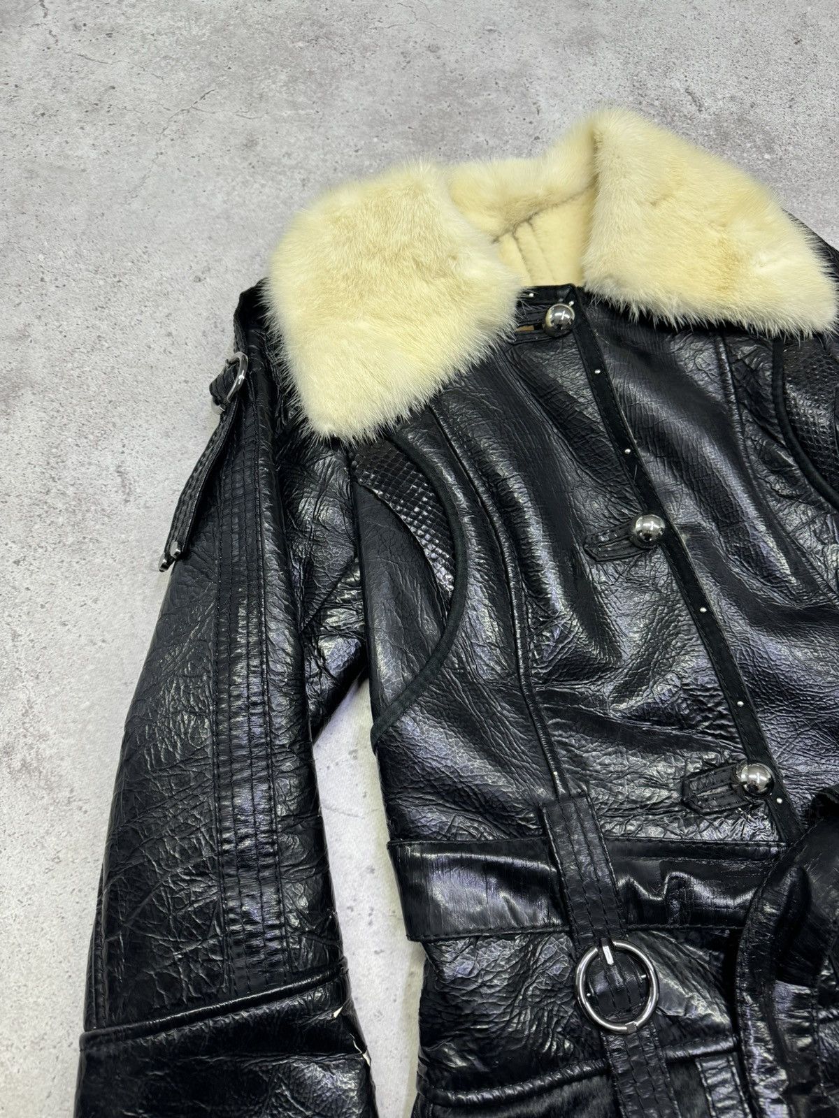 14th Addiction Vintage Patent Leather Bandage Fur Jacket Size US S / EU 44-46 / 1 - 3 Thumbnail
