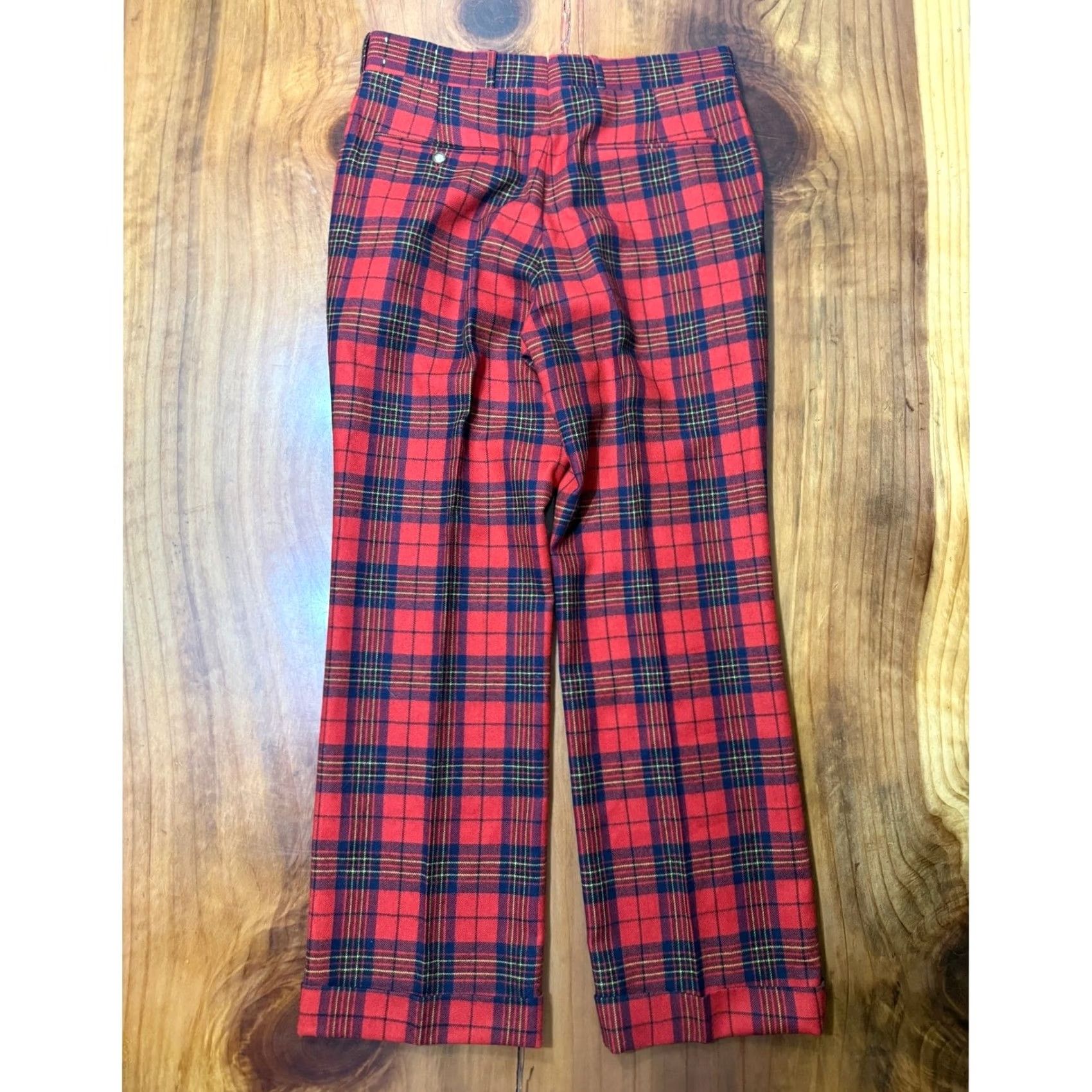 Vintage VINTAGE Corbin Pants Plaid Wool 33 x 30 70s Red Size US 33 - 6 Thumbnail
