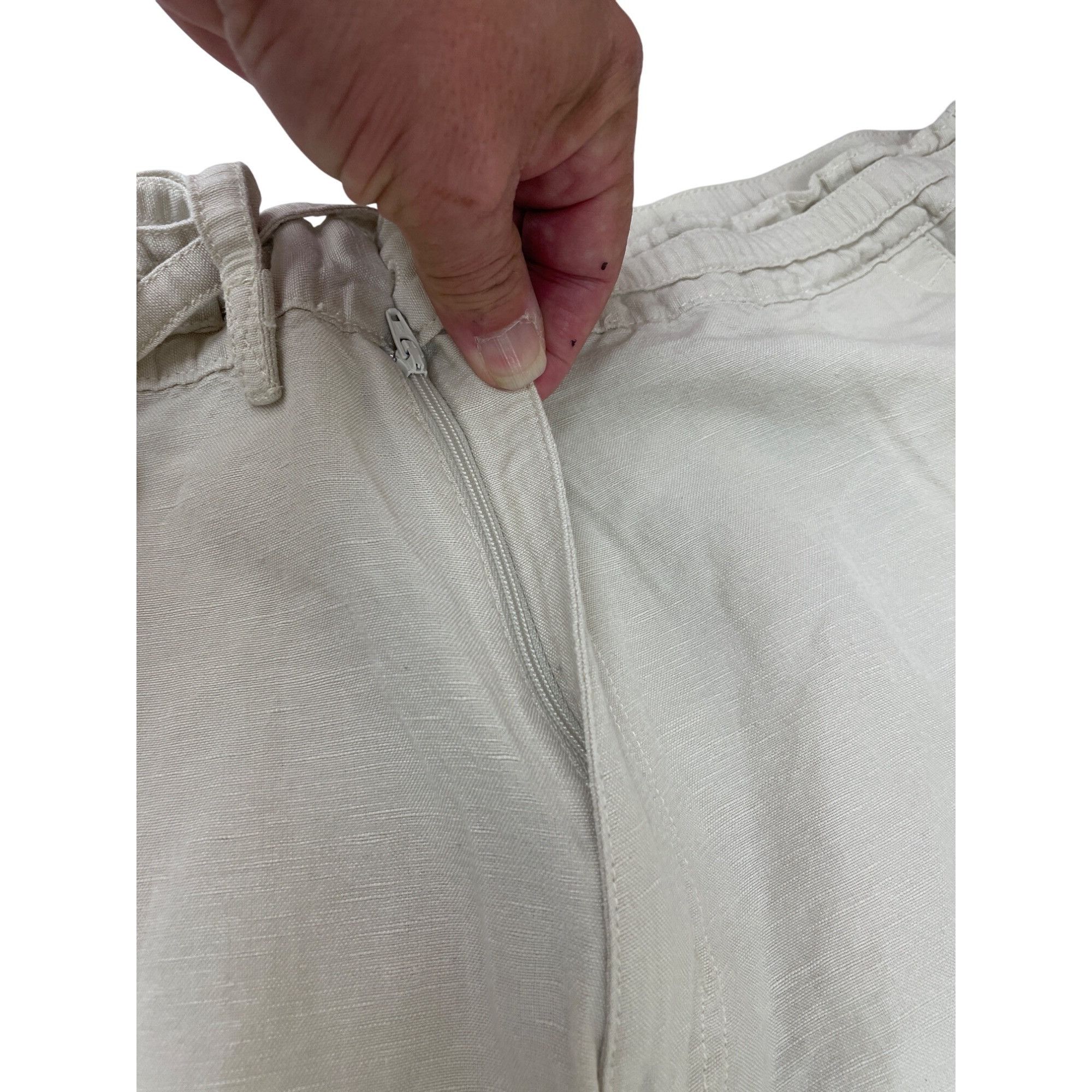 Cubavera Cubavera womans beige Drawstring Linen blend wide leg pants Size 24" / US 00 / IT 34 - 7 Thumbnail