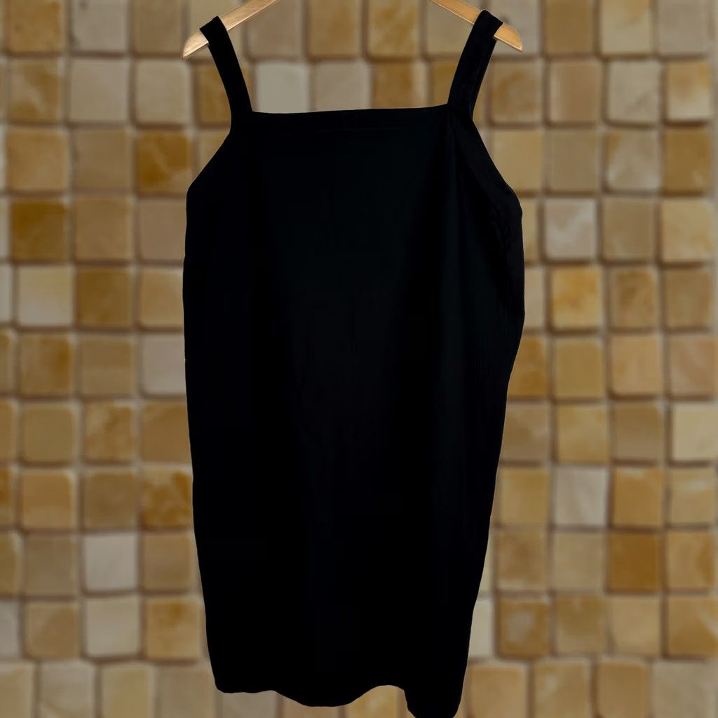 Eileen Fisher VINTAGE Eileen Fisher Dress Shirt Knee-Length Black Square Neck Sleeveless Knit Nylon Spandex Viscose Jumper Size S (fits big) Womens Size S / US 4 / IT 40 - 1 Thumbnail