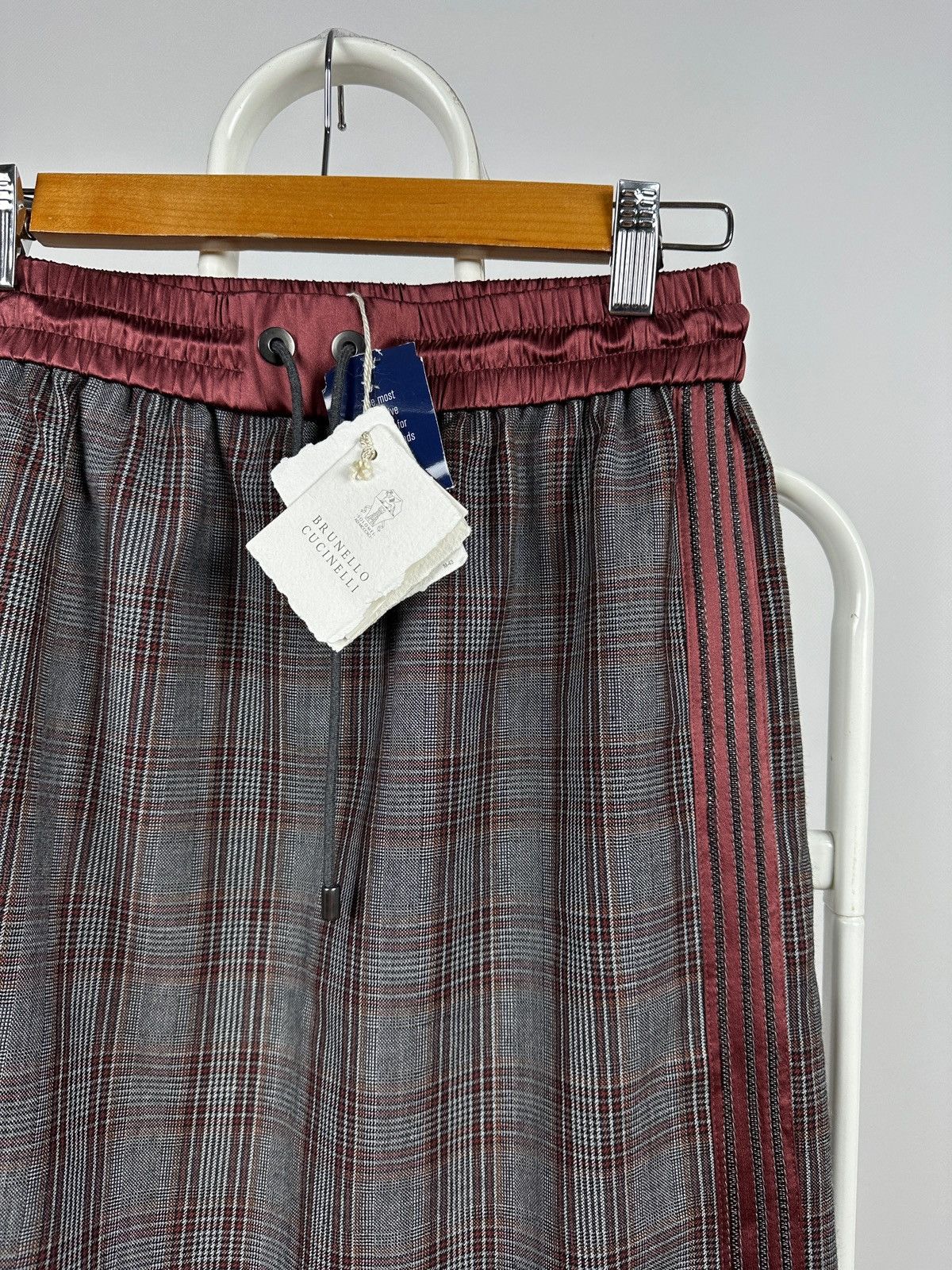 Brunello Cucinelli NWT! Brunello Cucinelli Wool/Silk Checkered Midi Skirt Size 26" / US 2 / IT 38 - 9 Thumbnail