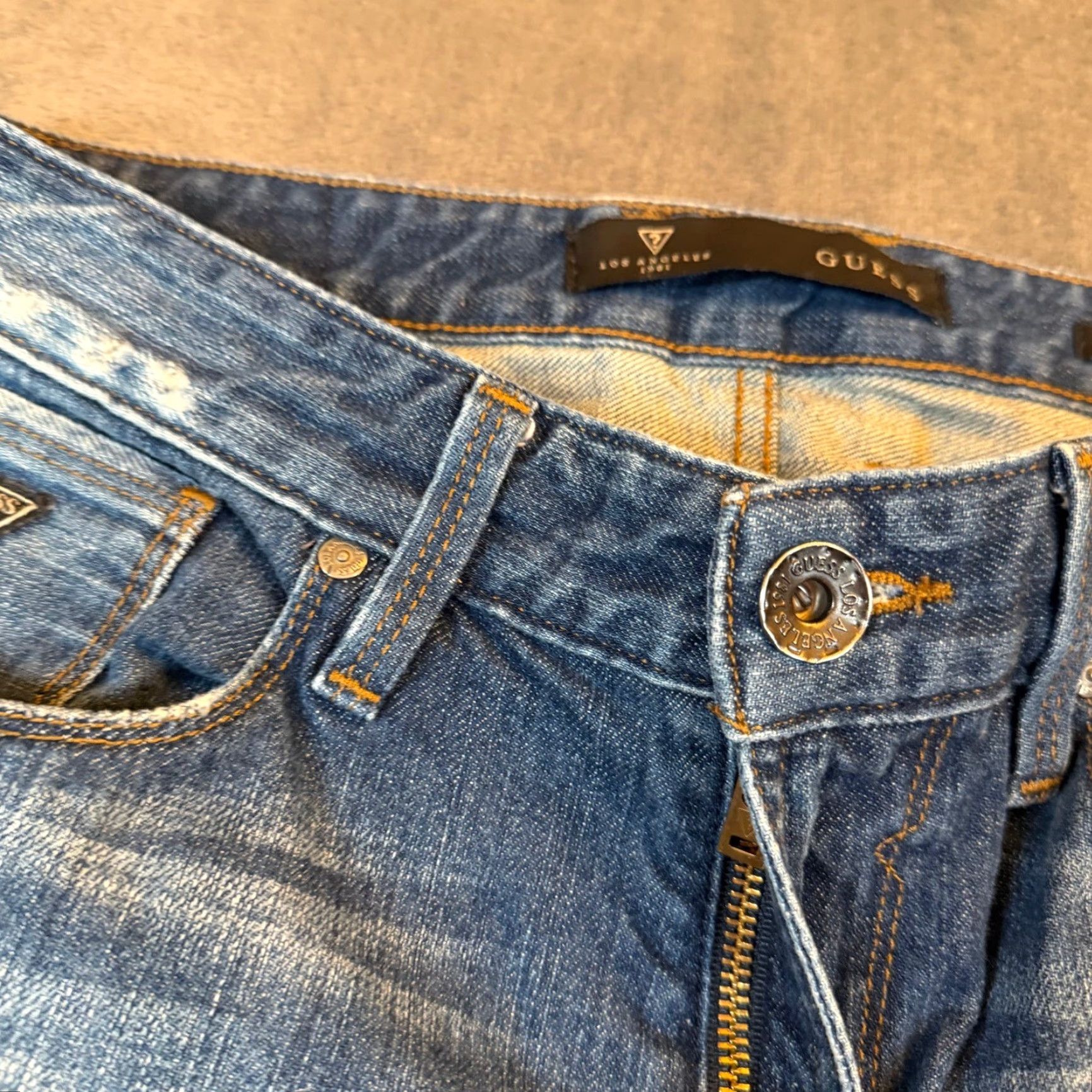 Guess GUESS Jeans Slim Straight Mens 30x32 Blue Distressed Denim Pants Casual Size US 30 / EU 46 - 6 Thumbnail