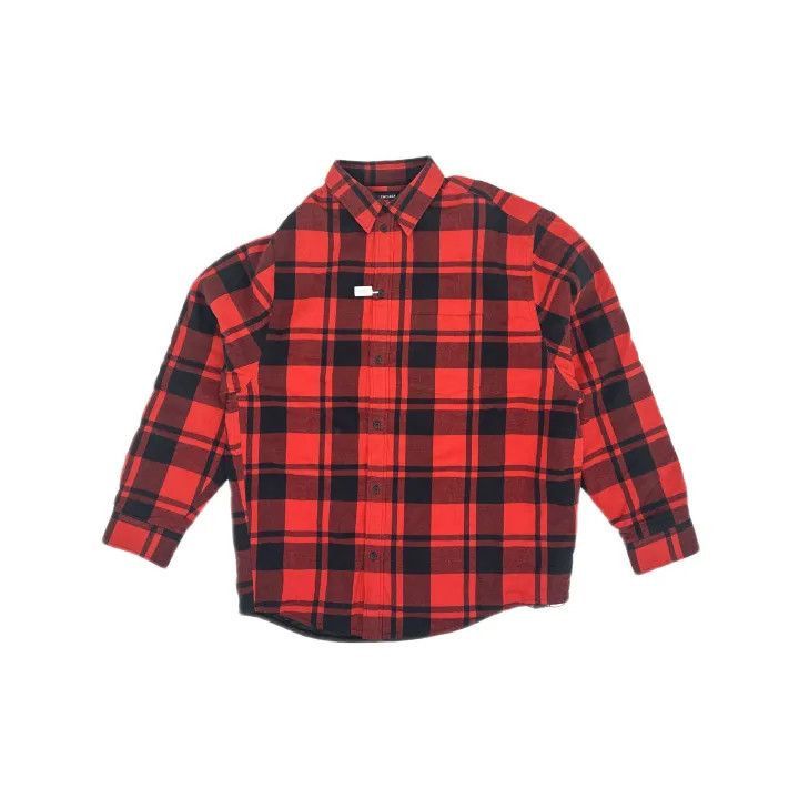 Balenciaga Balenciaga Red Plaid Long Sleeve Shirt 0079-2507 Size M / US 6-8 / IT 42-44 - 2 Thumbnail