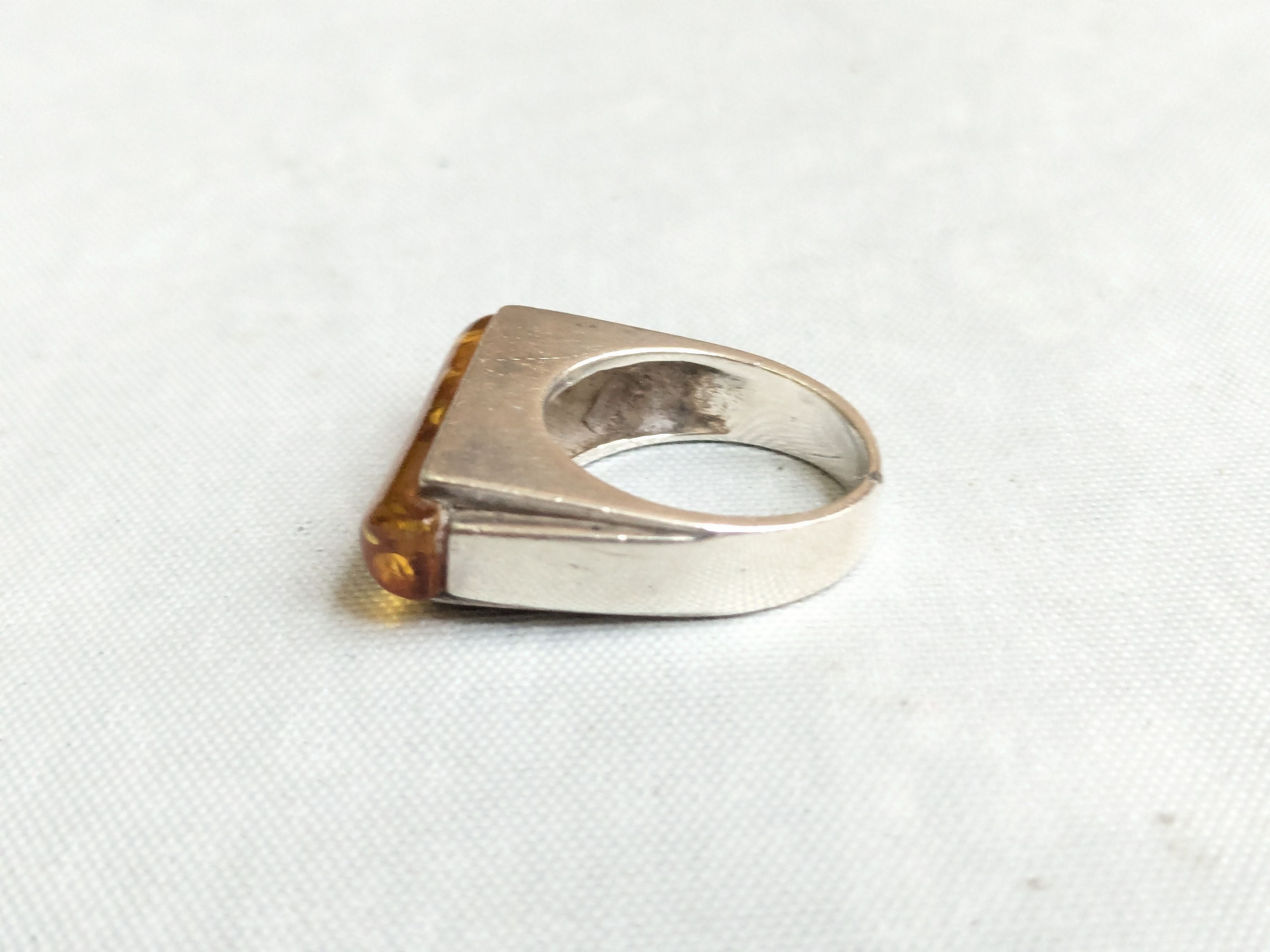 Jewelry Sterling Silver Ring Amber 6.75 Orange Avant Garde Modern Size ONE SIZE - 4 Thumbnail