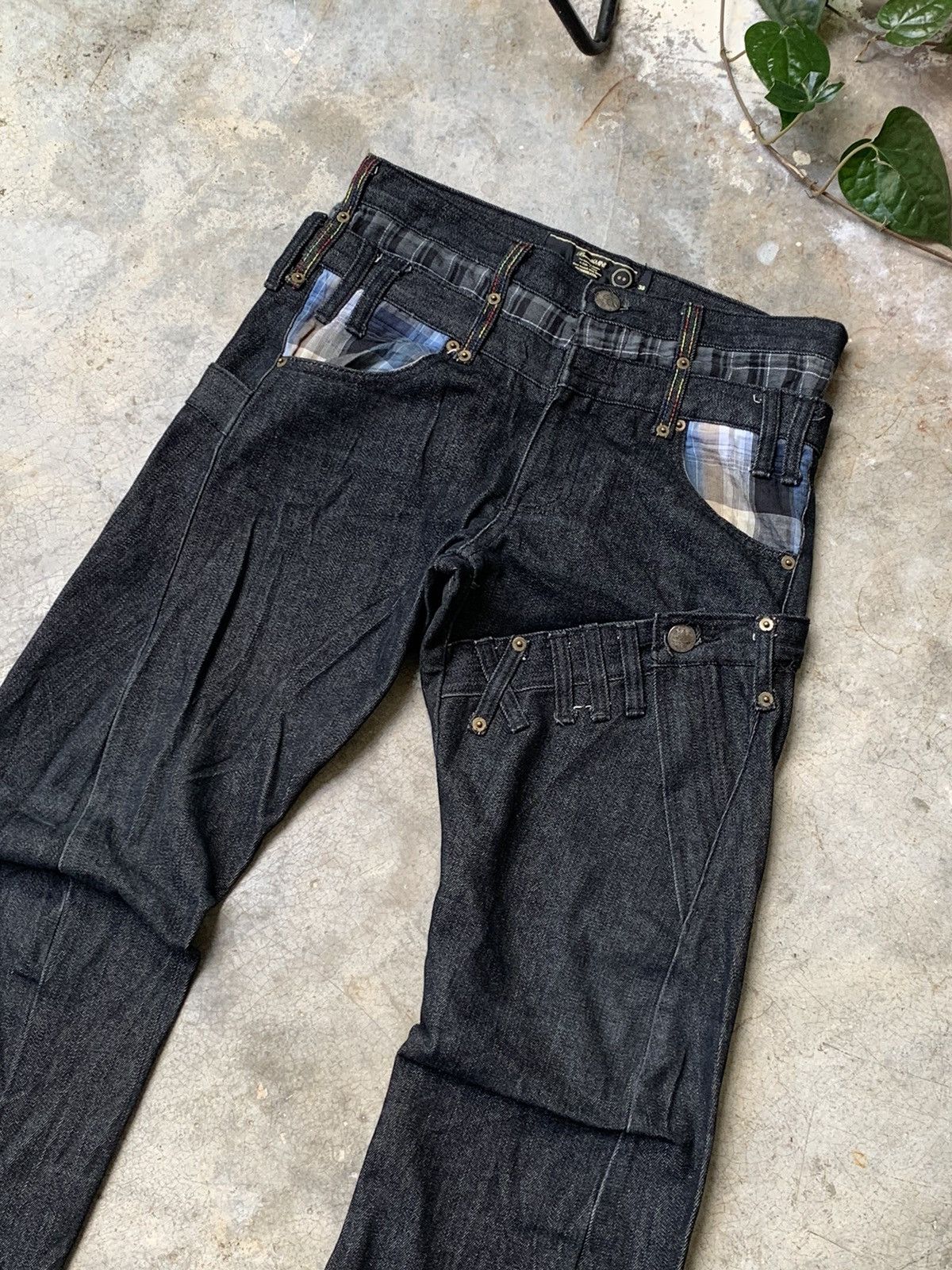 If Six Was Nine 🔥VERY RARE🔥BREATHMINT Punk Tartan Triple Waist Denim Size US 31 - 2 Thumbnail