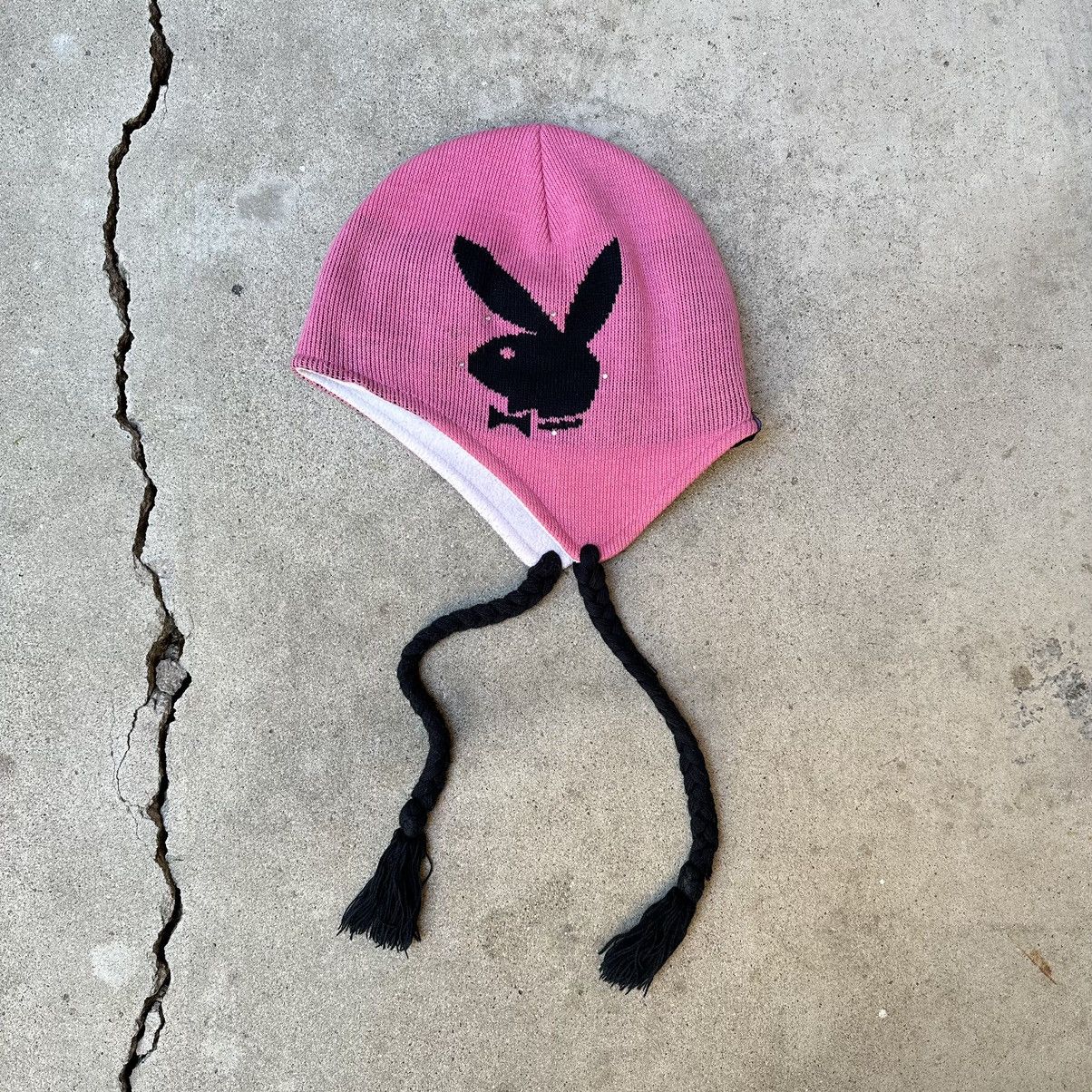 Bonnet Tricoté Playboy Acrylique Noir et Paillettes pour Femmes