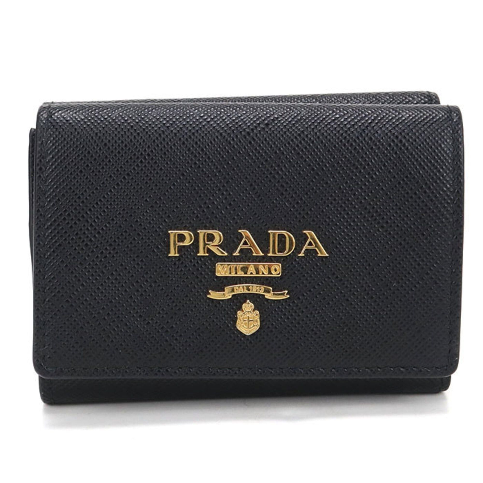Prada Unused Prada Saffiano Triangle 1MH043 Leather Black Tri-fold