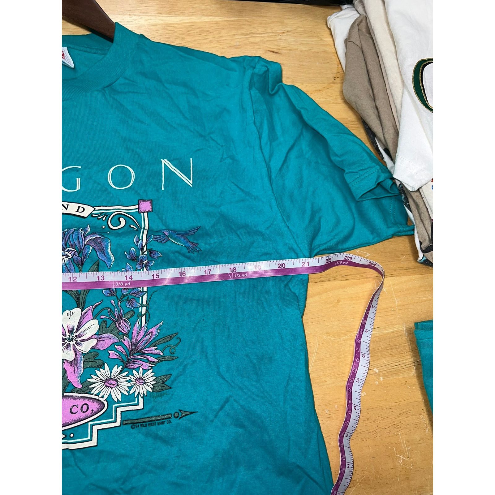 Jerzees Vintage Oregon Shirt Wildflower Co Brand Teal Tee Shirt 90s Size US L / EU 52-54 / 3 - 8 Thumbnail