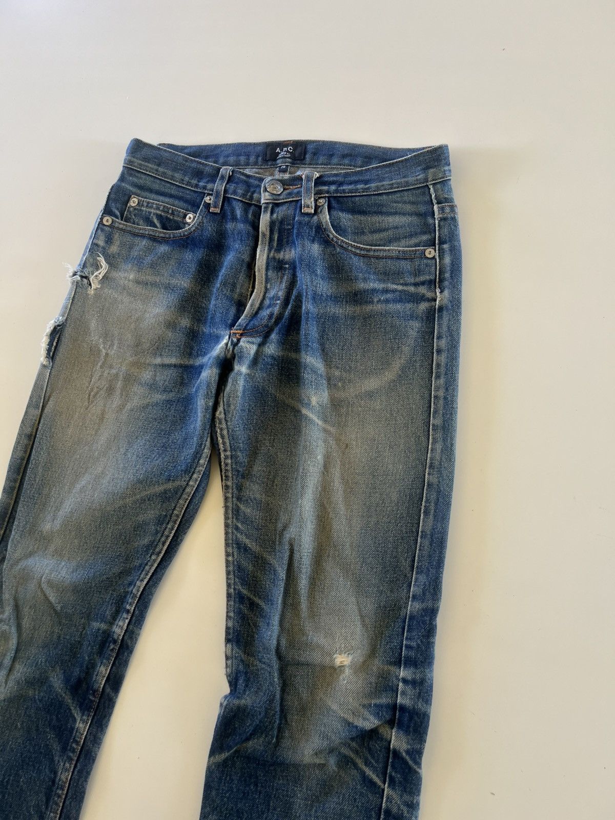 A.P.C. Vintage APC Distressed Denim Jeans Size 27-28" Size US 27 - 3 Thumbnail