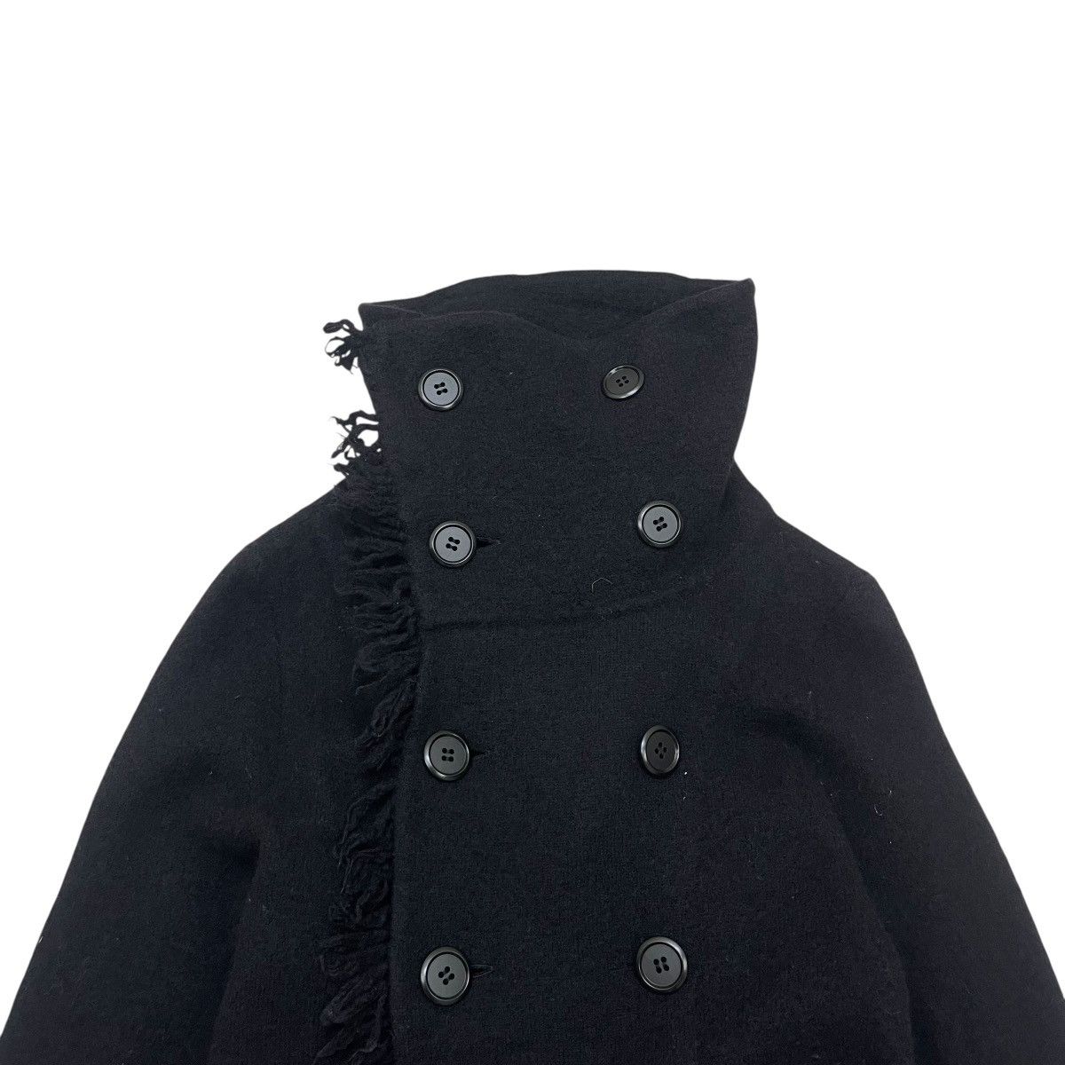 gomme 🔥Unique Design Gomme Black Wool High Collar Frindged Jacket Size M / US 6-8 / IT 42-44 - 4 Thumbnail