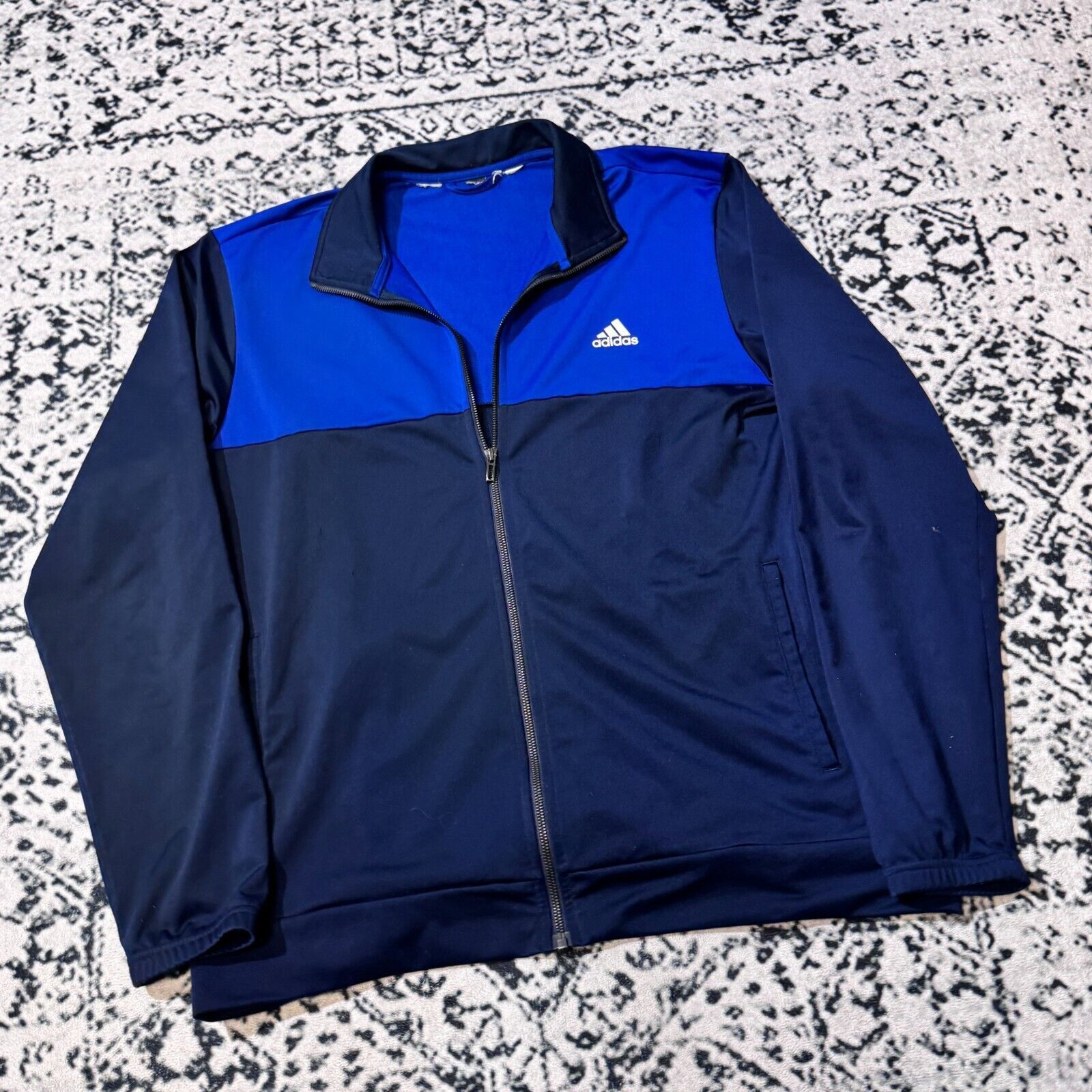 Adidas × Vintage Vintage Adidas Blue Black Polyester Tracksuit Jacket Size XL Size US XL / EU 56 / 4 - 3 Thumbnail