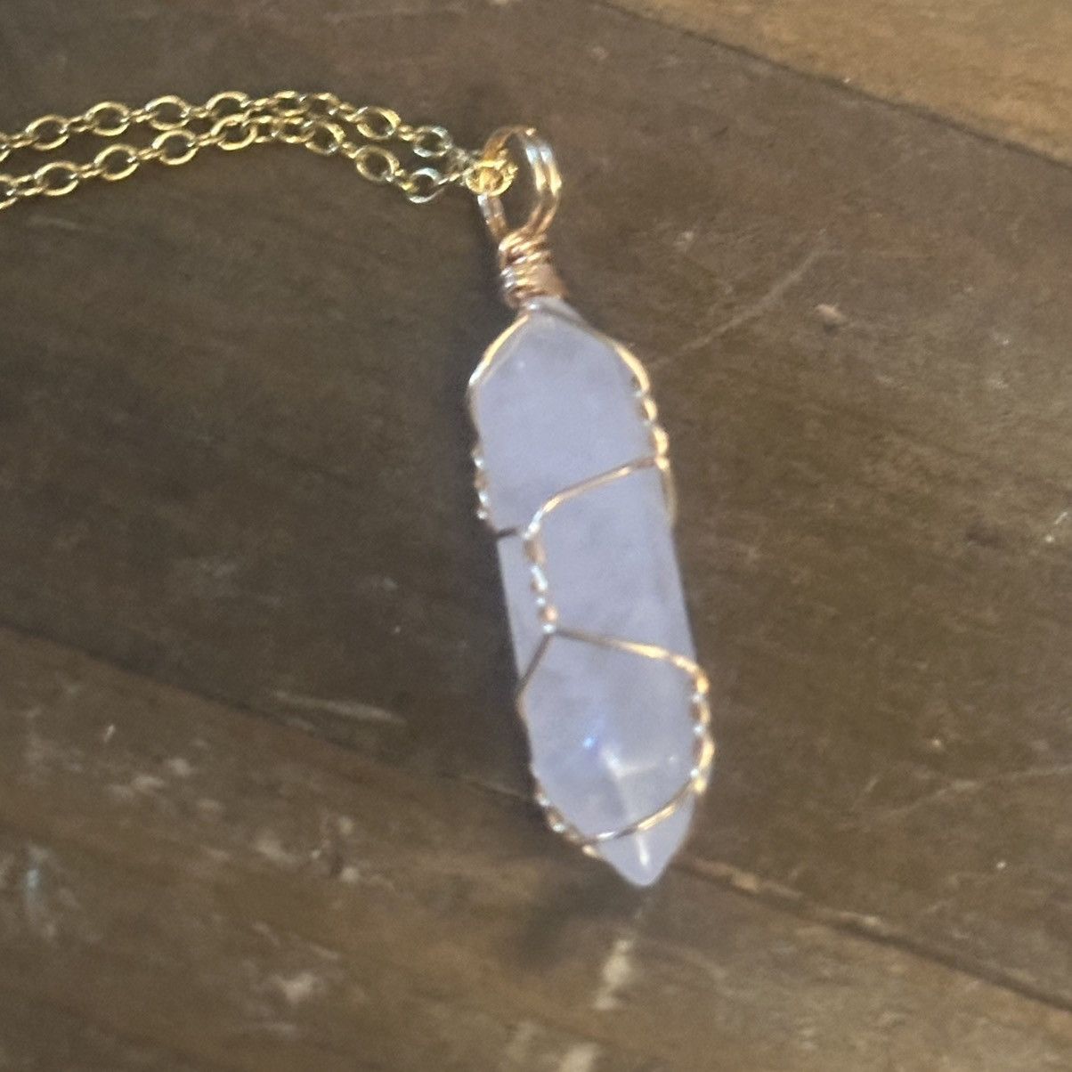 Other Gold tone wire wrapped clear crystal quartz pendant necklace Size ONE SIZE - 3 Thumbnail
