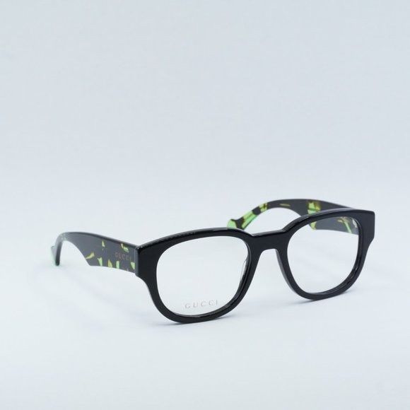 image of New Gucci Gg1429O 003 Black/green Havana Eyeglasses, Women's