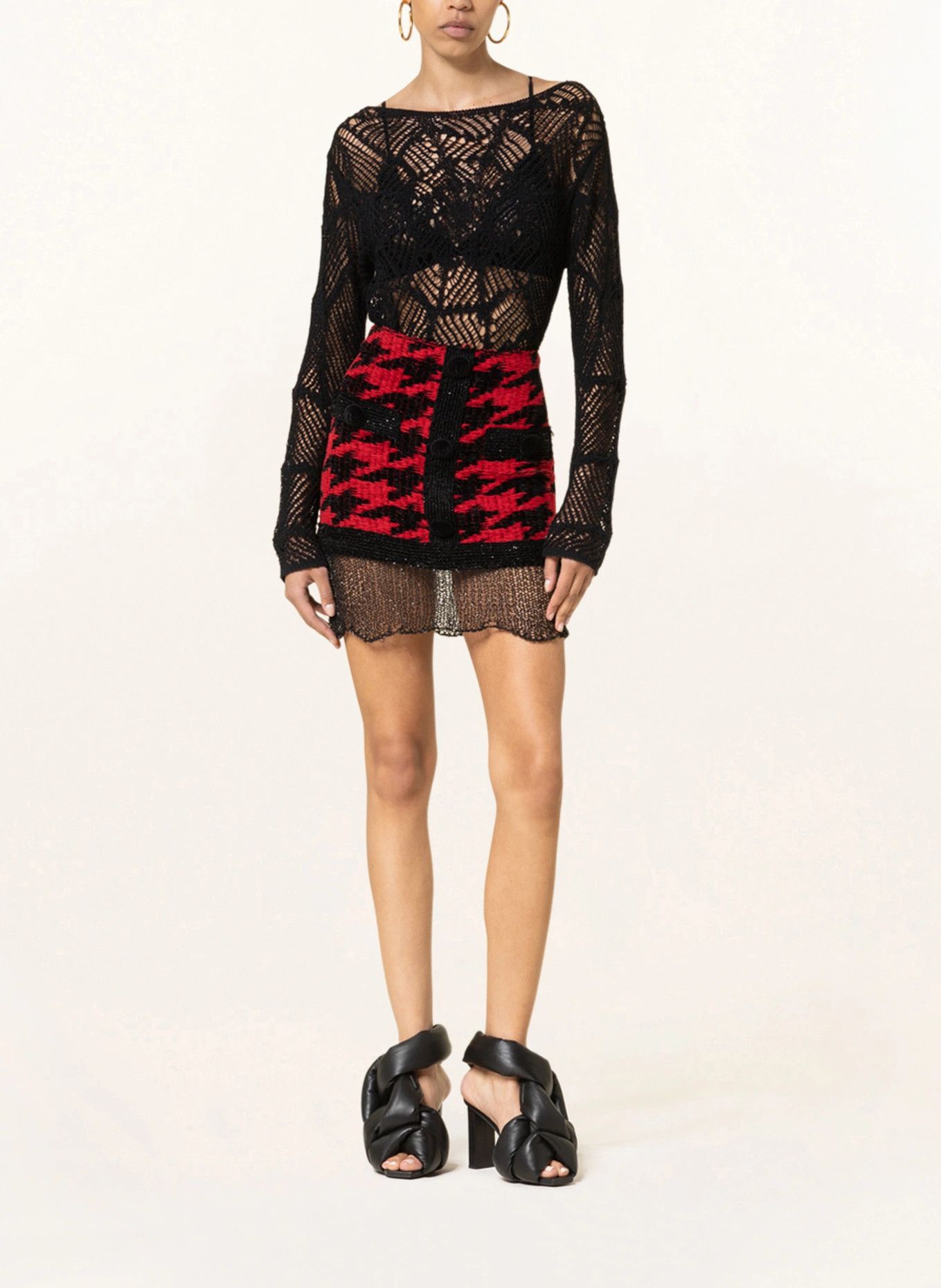 Balmain o1y0625 Mini Skirt in Red/Black Size 28" / US 6 / IT 42 - 2 Thumbnail