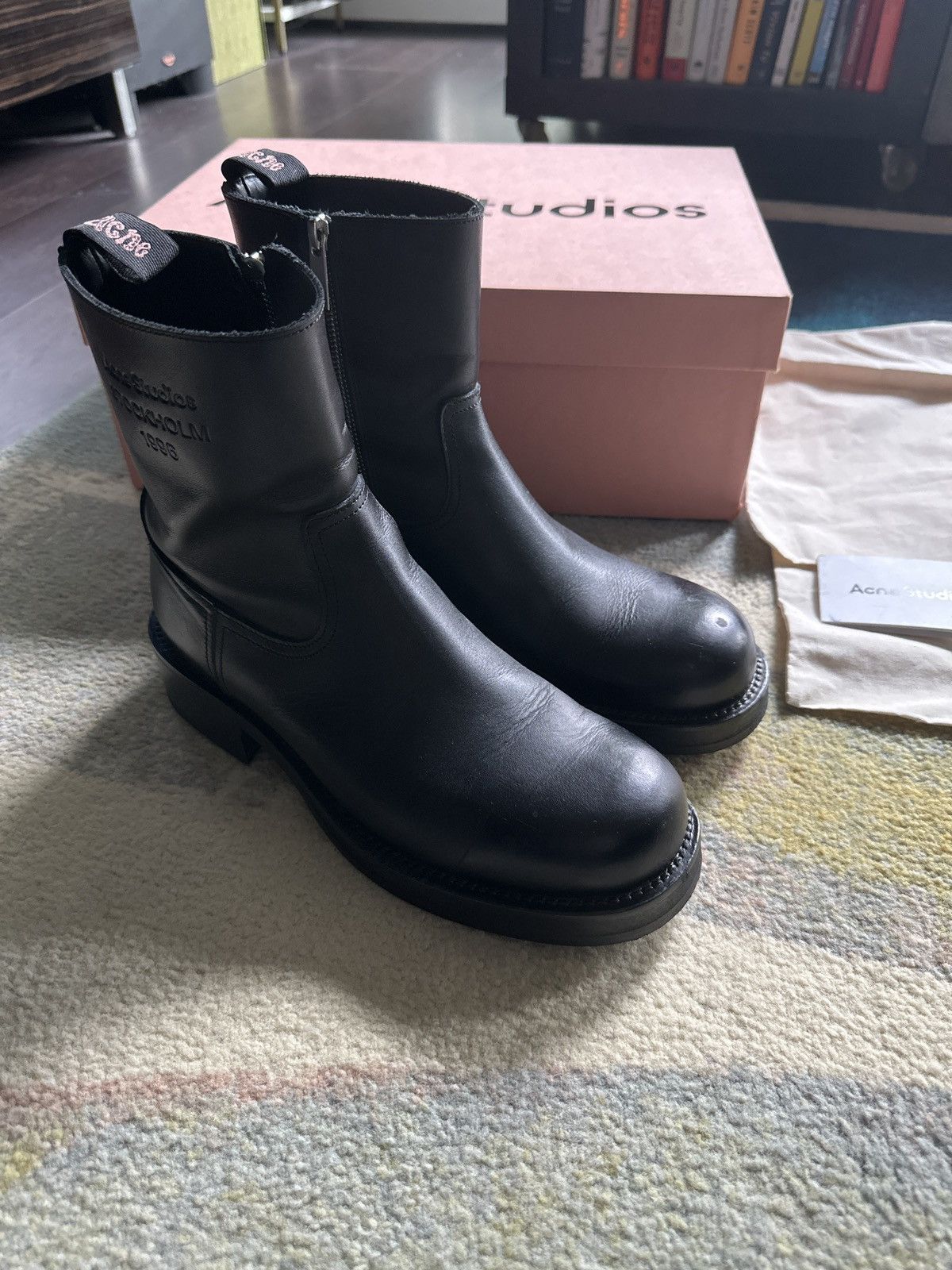 Acne Studios Black Square Toe Zip Boot | Grailed display picture 1