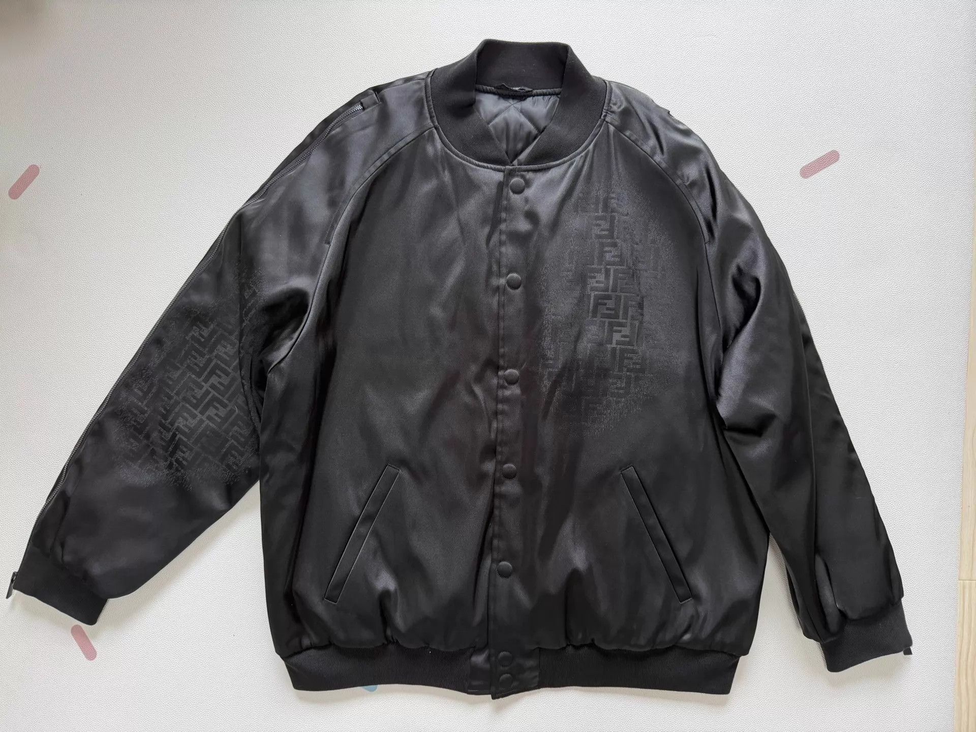 Fendi Fendi Black Jacquard Baseball Jacket Zip-Off Arms 54 New Size US L / EU 52-54 / 3 - 1 Thumbnail