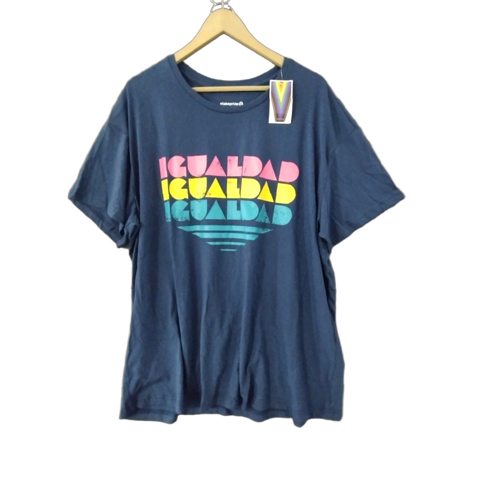 Vintage #takepride Adult IgualDaD Equality T-Shirt Blue XXL - Unisex Shirt, Crew Neck, Short Sleeve, Graphic Print, Logo Accent, 90s Theme? Size US XXL / EU 58 / 5 - 1 Thumbnail