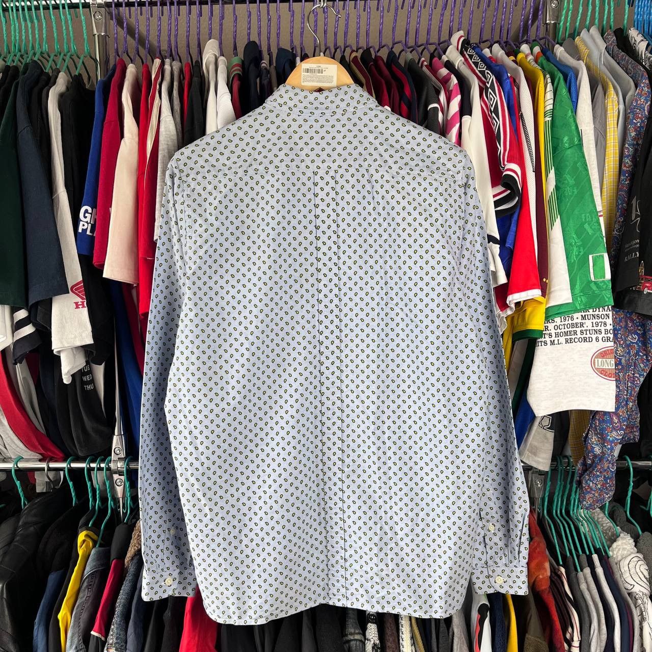 Designer × Fred Perry Fred Perry Blue Printed Button-Up Shirt Long Sleeve Slim Fit Size US M / EU 48-50 / 2 - 4 Thumbnail