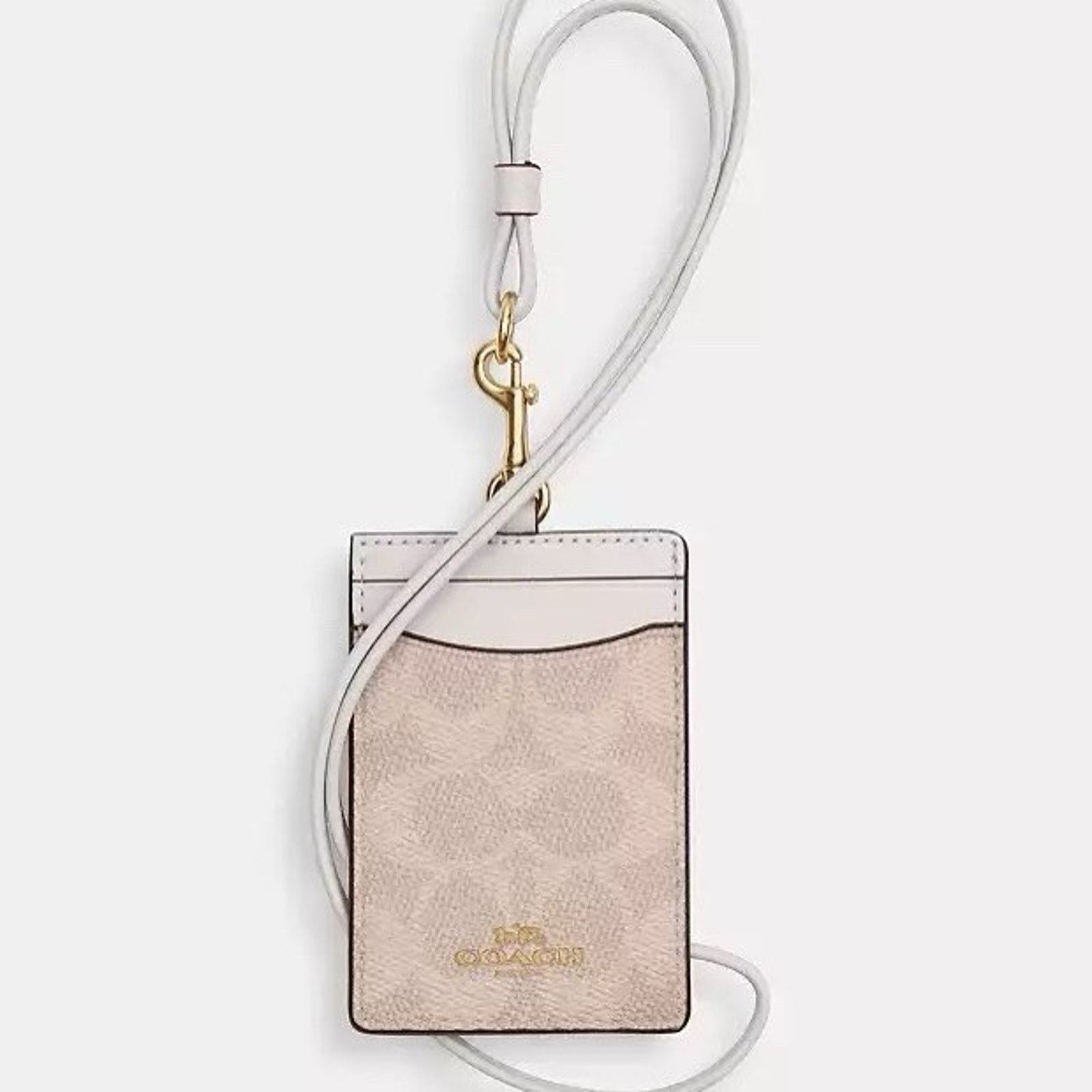 Coach NWT COACH 63274 Lanyard ID Badge Holder Gold/Sand/Chalk Size ONE SIZE - 5 Thumbnail