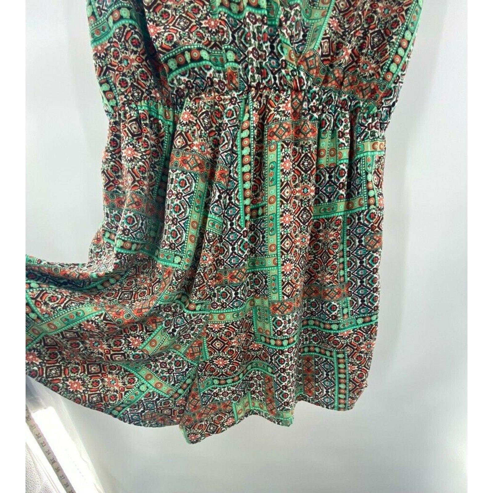 Other Whisper Womens Faux wrap Romper Green Floral V Neck S Size 29" - 5 Thumbnail