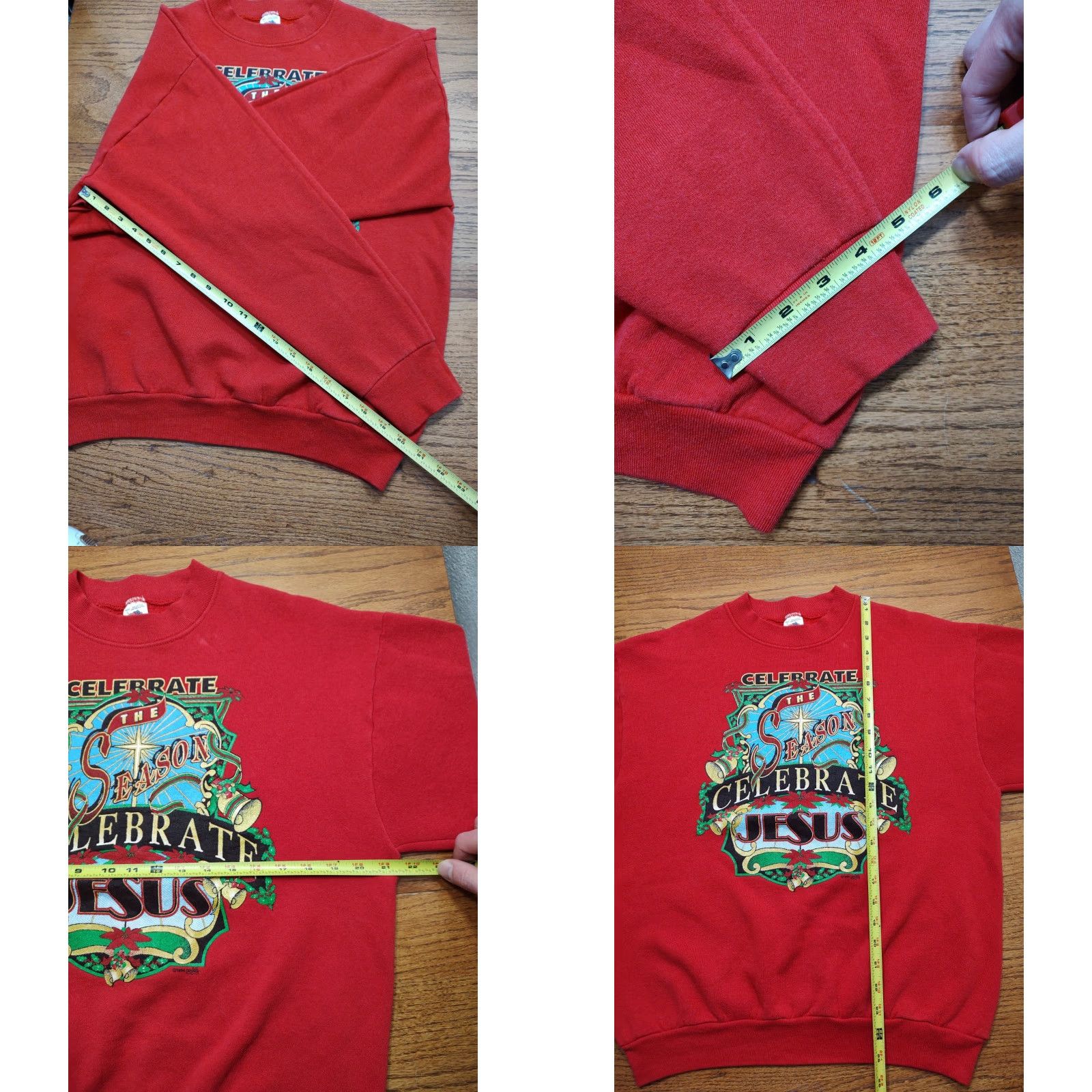 Fruit Of The Loom VINTAGE Fruit of the Loom Sweatshirt Crewneck Unisex Adults Red 1994 90s Christmas Jesus USA L Size US L / EU 52-54 / 3 - 8 Thumbnail