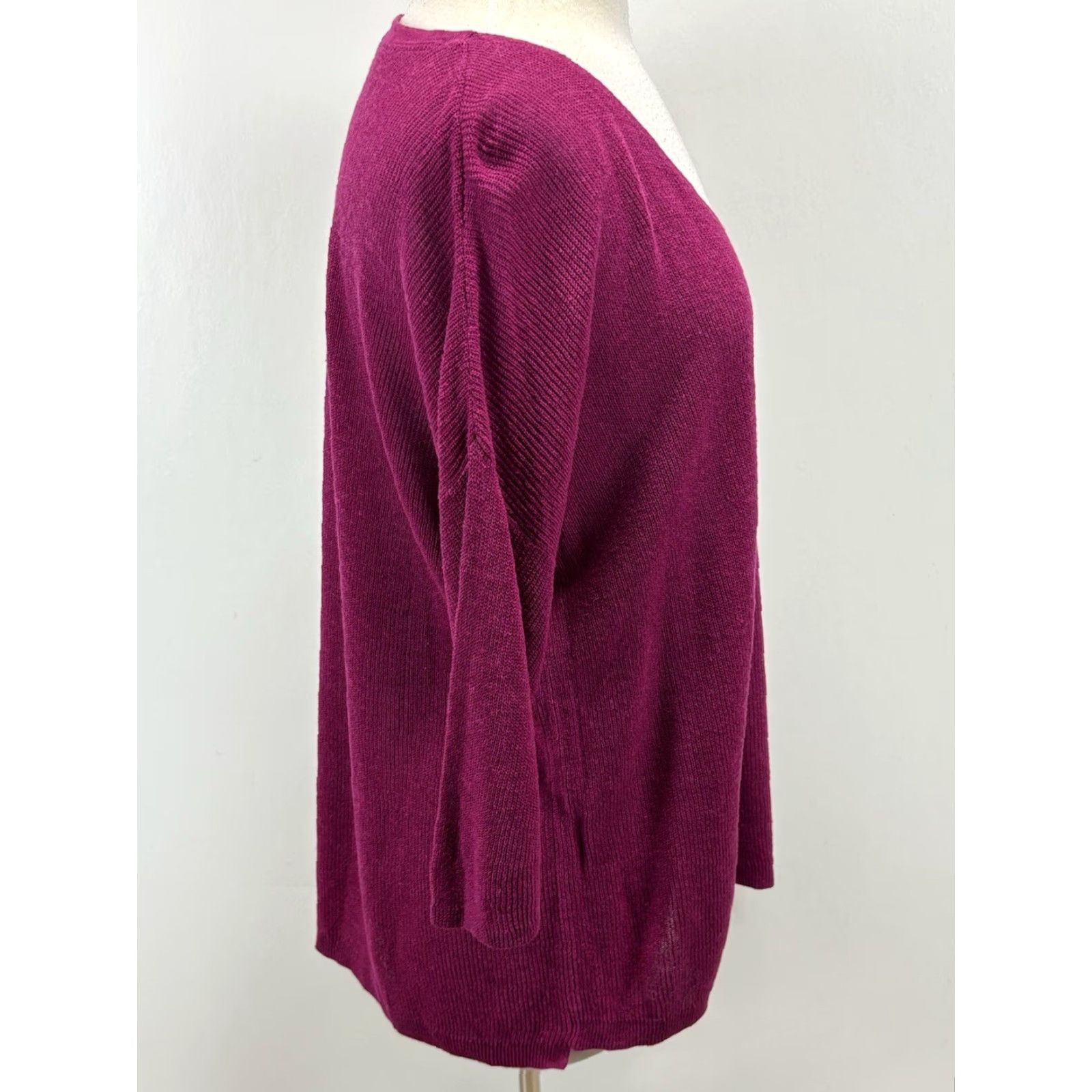 J. Jill J. Jill Linen Blend Knit Sweater XL Fuchsia V-Neck Slouchy Coastal Breathable Womens Pullover Knit Shirt Size XL / US 12-14 / IT 48-50 - 4 Thumbnail