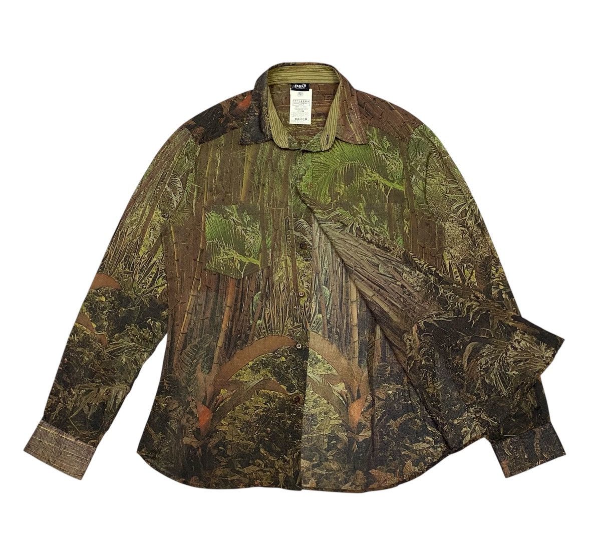 Vintage 90s D&G Safari Print Paper Thin Button Ups Shirt