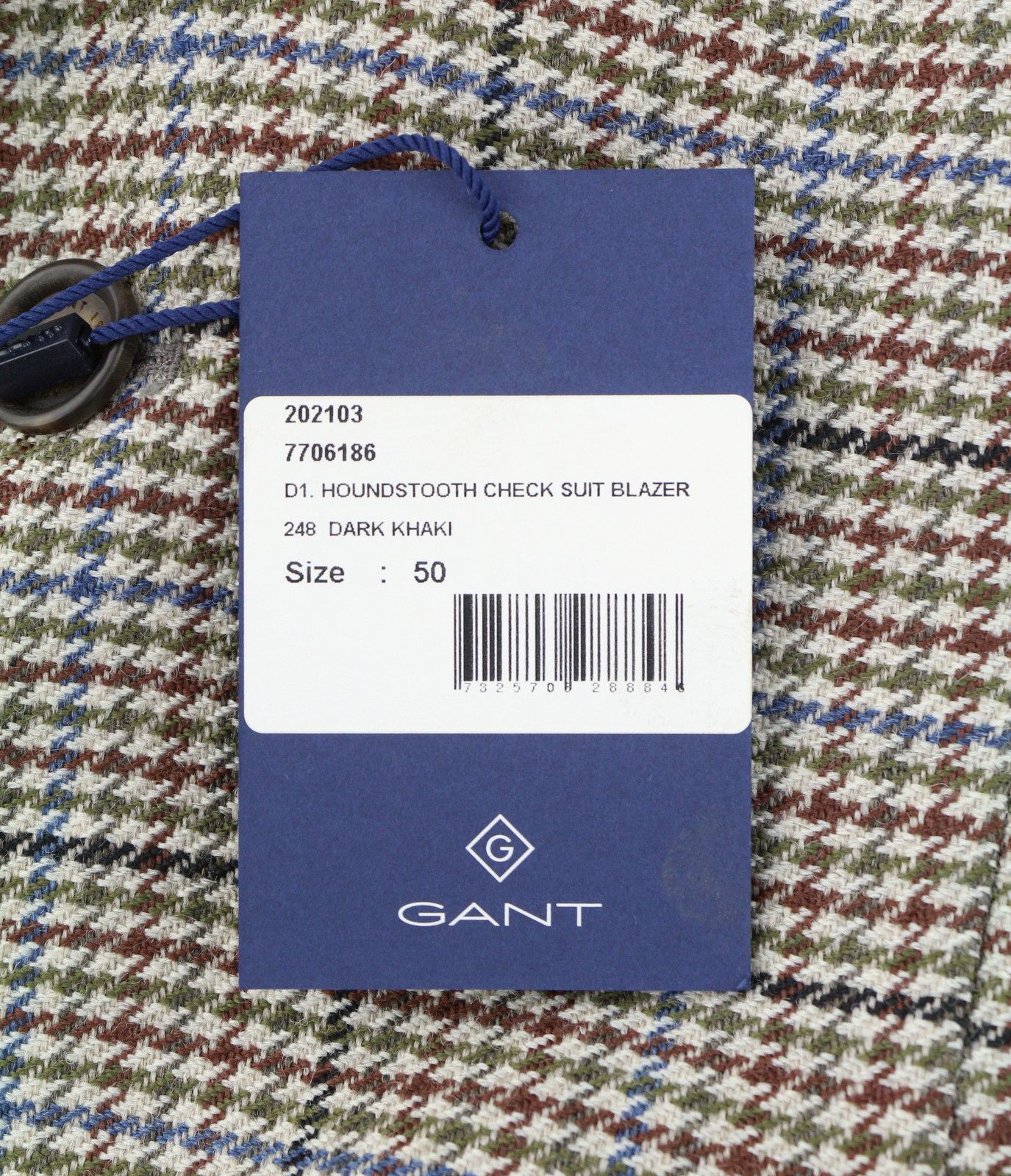 Gant HOUNDSTOOTH CHECK EU50 Dark Khaki Wool Blazer 87325 Size 40R - 9 Thumbnail