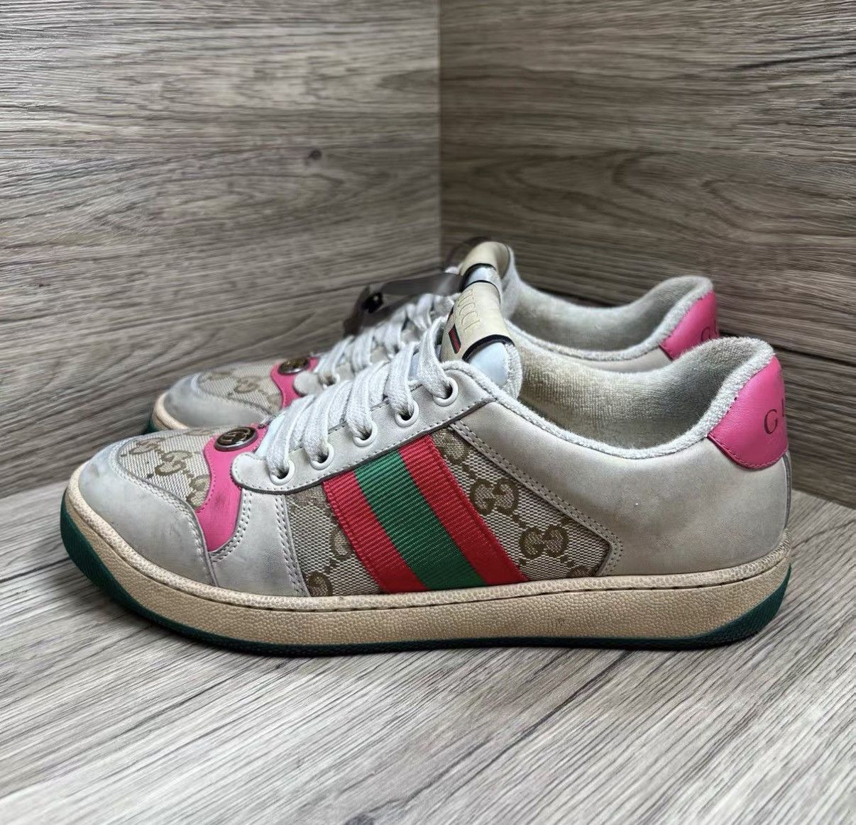Gucci Gucci Dirty Grey-Pink Sneakers J41 Size US 7 / IT 37 - 1 Thumbnail