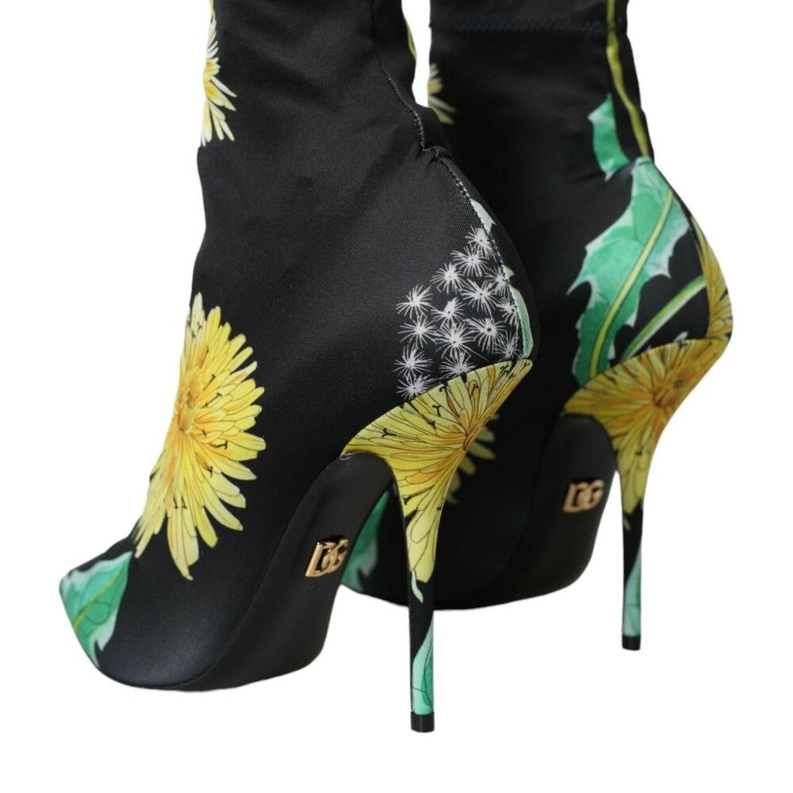 Dolce & Gabbana Dolce & Gabbana Black Floral Jersey Stretch Ankle Boots Size US 9 / IT 39 - 6 Thumbnail