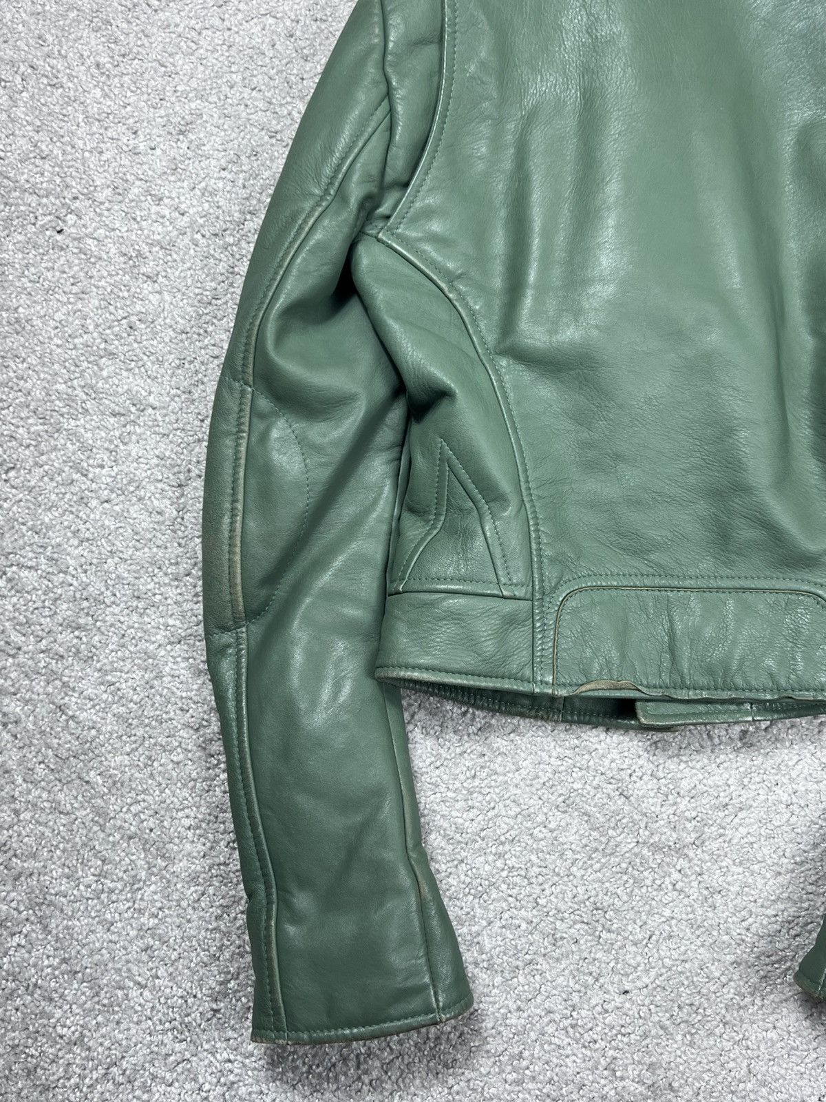 Balenciaga Balenciaga Green Leather Biker Jacket Size XS / US 0-2 / IT 36-38 - 13 Thumbnail