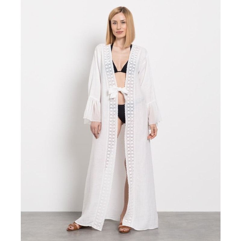 Designer Maia Bergman Linen Robe Coverup M $298 Size ONE SIZE - 2 Thumbnail