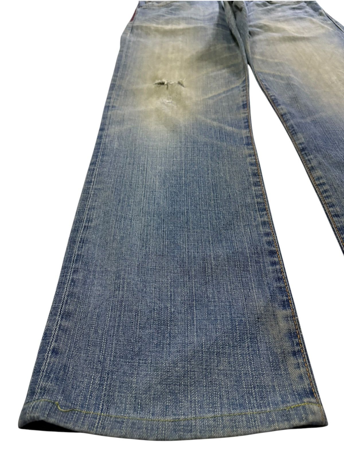 Edwin × Japanese Brand Vintage Japanese Edwin Blue Trip Mud Wash Ripped Baggy Jeans Size US 34 / EU 50 - 6 Thumbnail
