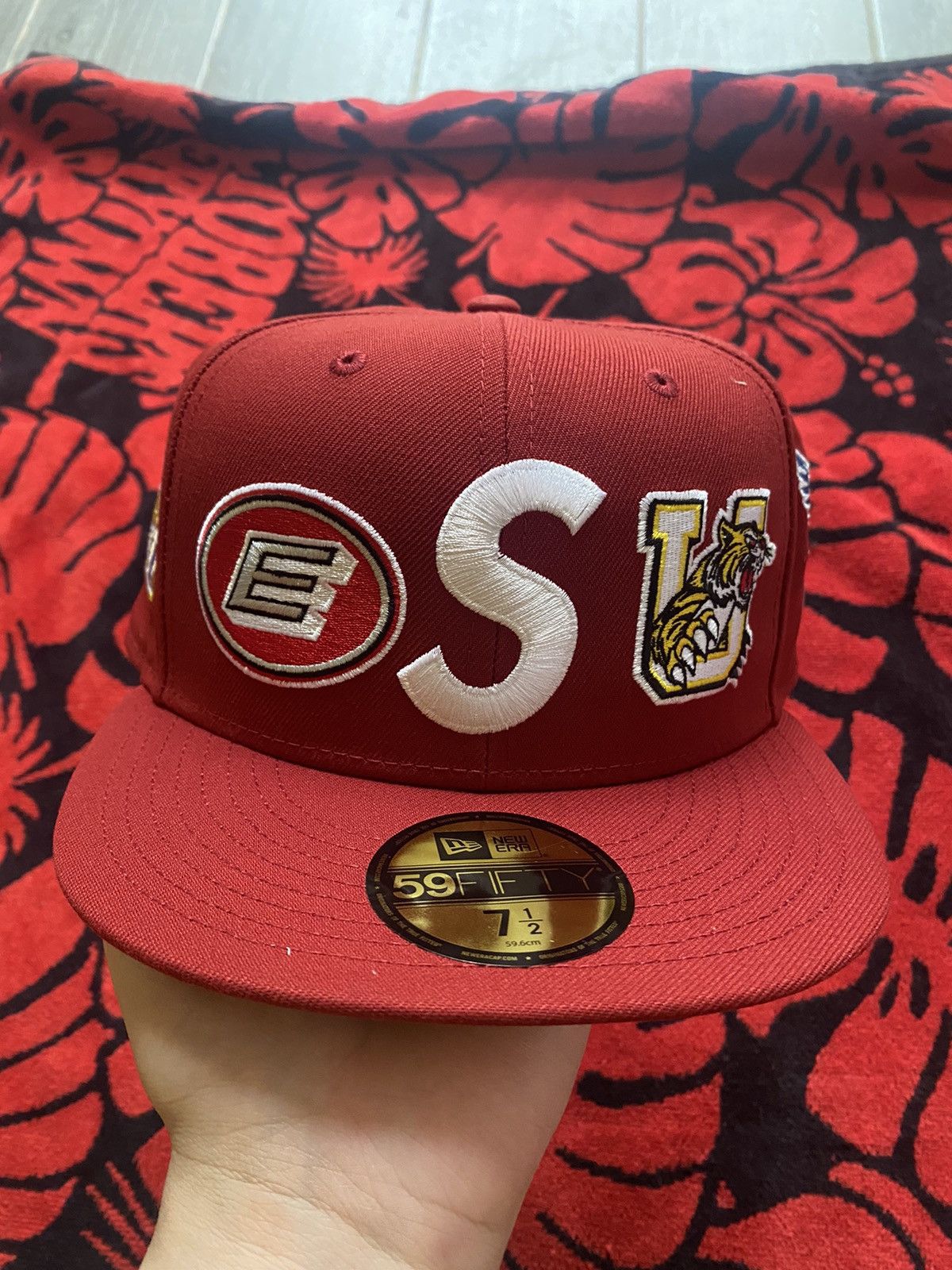 帽子 newera 7 1/2 Supreme Supreme Box Logo World Famous New Era 59fifty Polartec Sz 7 1/2