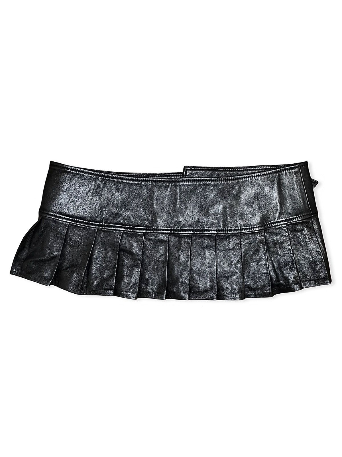 Mowalola Archival Mowalola BGC Pleated Leather Mini Skirt Size 32" / US 10 / IT 46 - 2 Thumbnail