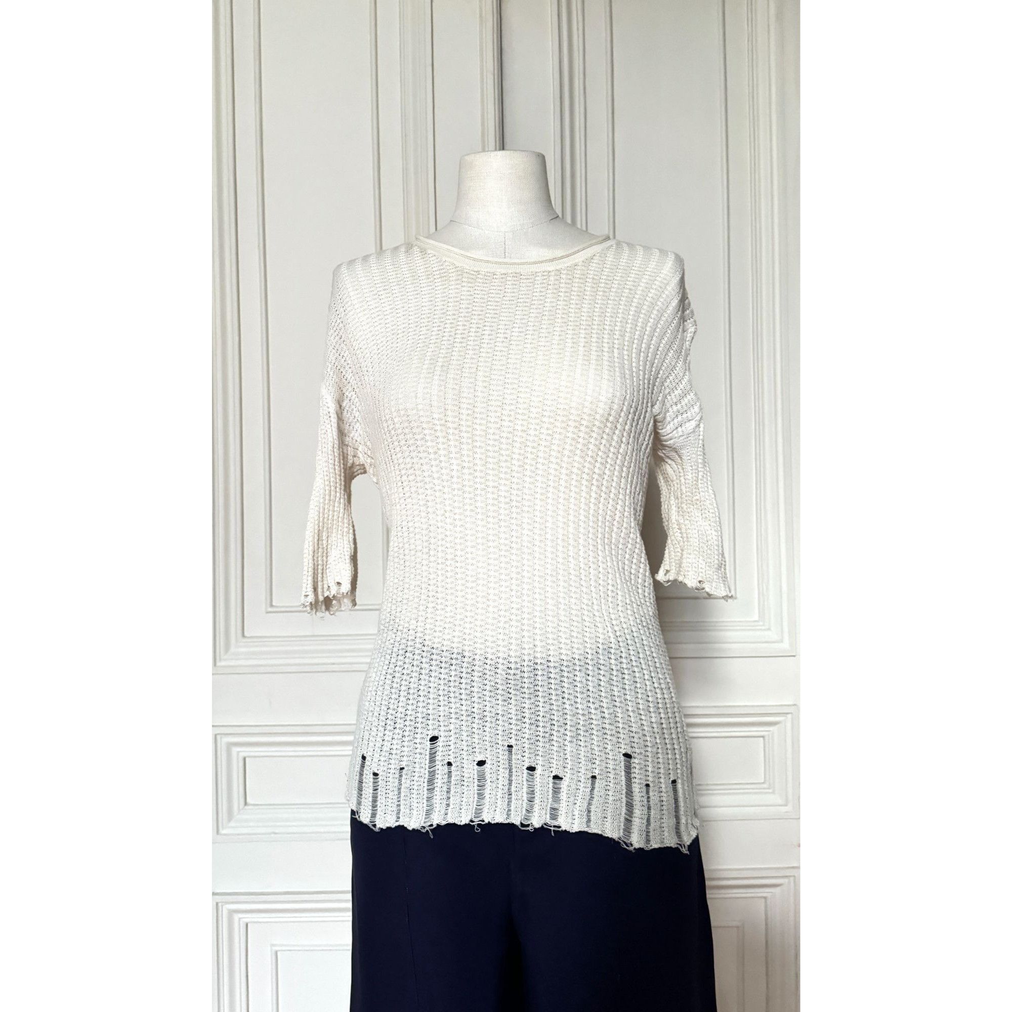 Uma Wang Ivory Knitted Top Size M / US 6-8 / IT 42-44 - 1 Thumbnail