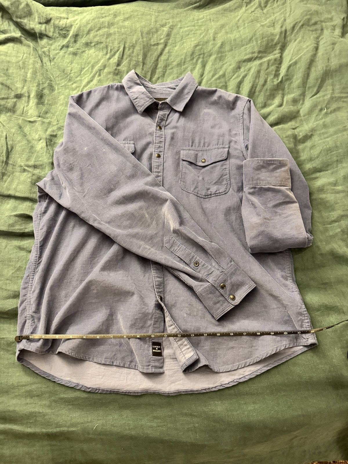 Lucky Brand Lucky Slate Blue Corduroy Button-down | L | Double Pocket Size US L / EU 52-54 / 3 - 5 Thumbnail
