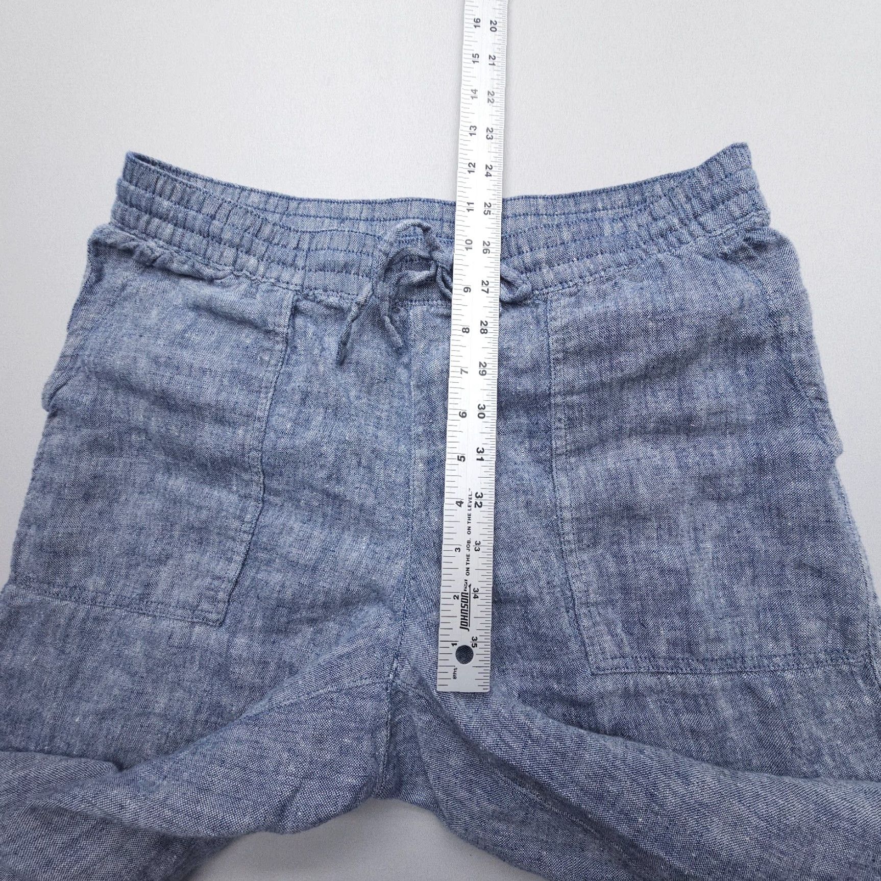 Lands' End Lands' End 100% Linen Pull On Cropped Pants Size 8 Blue Coastal Drawstring Beachy Size 30" / US 8 / IT 44 - 5 Thumbnail