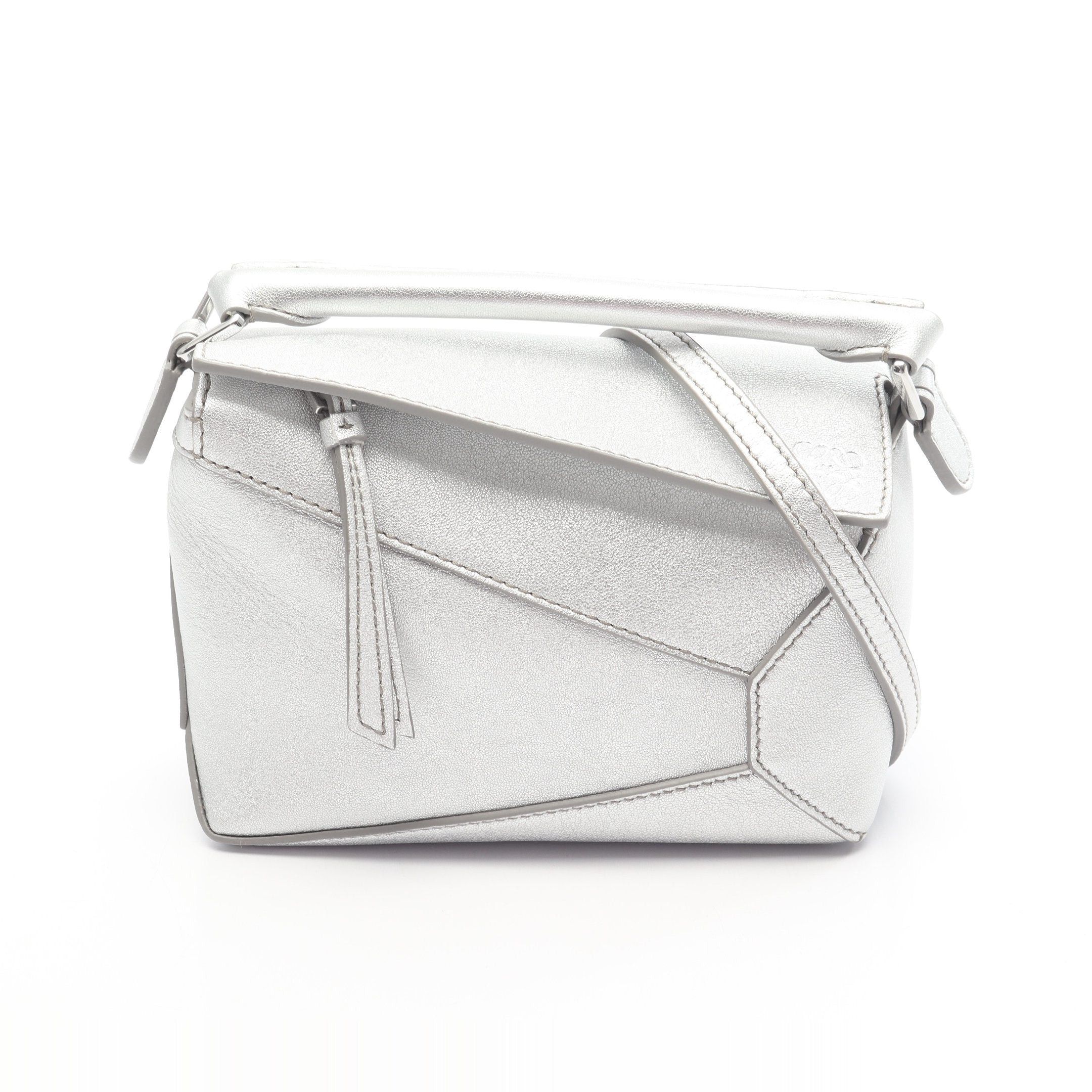 Loewe Loewe Puzzle Bag Mini Handbag Leather Silver Size ONE SIZE - 1 Thumbnail