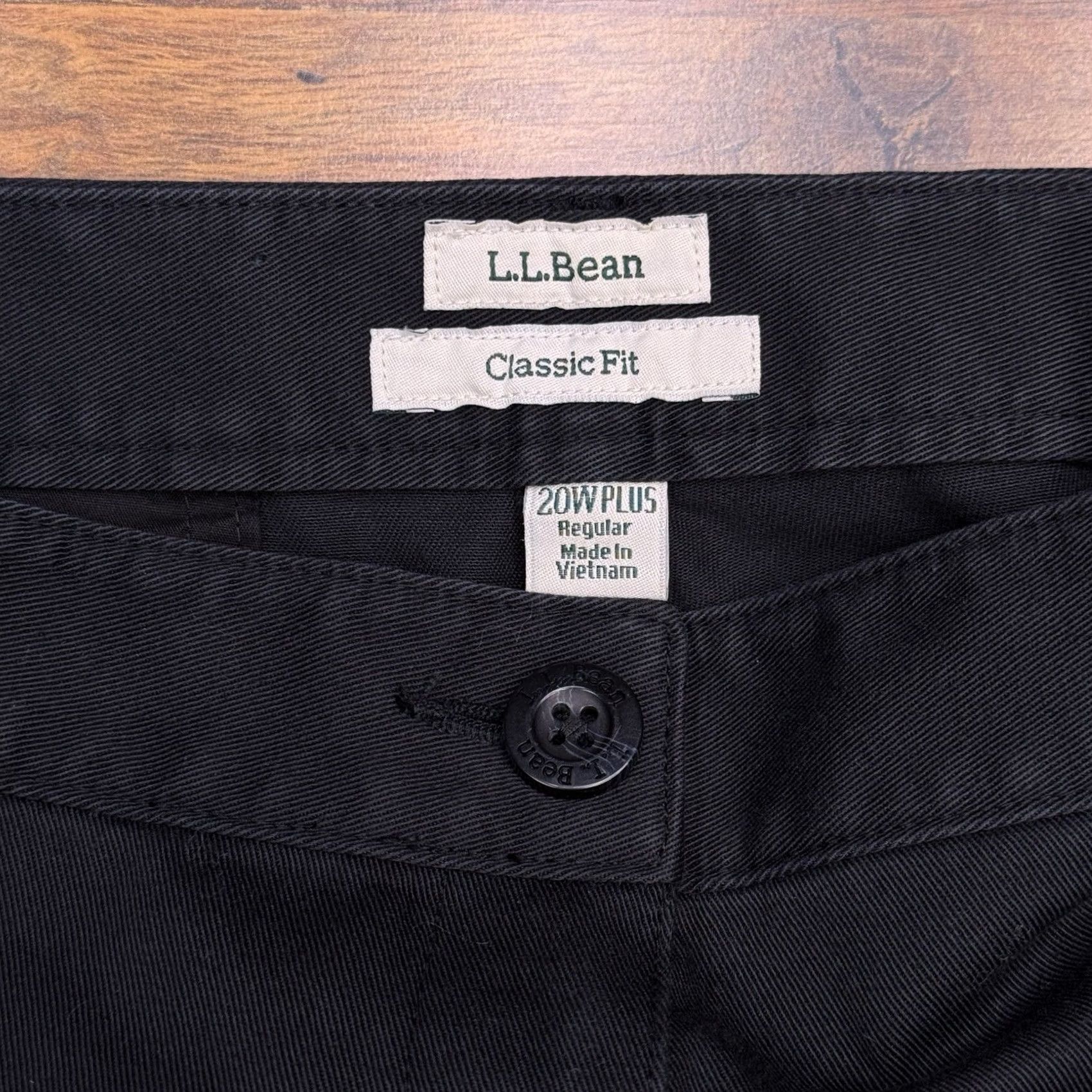 Vintage L.L. Bean Pants Womens 20W Regular Black High Rise Cotton Twill Straight Chino Flat Front Easy Care New Size 42" / US 20 - 4 Thumbnail